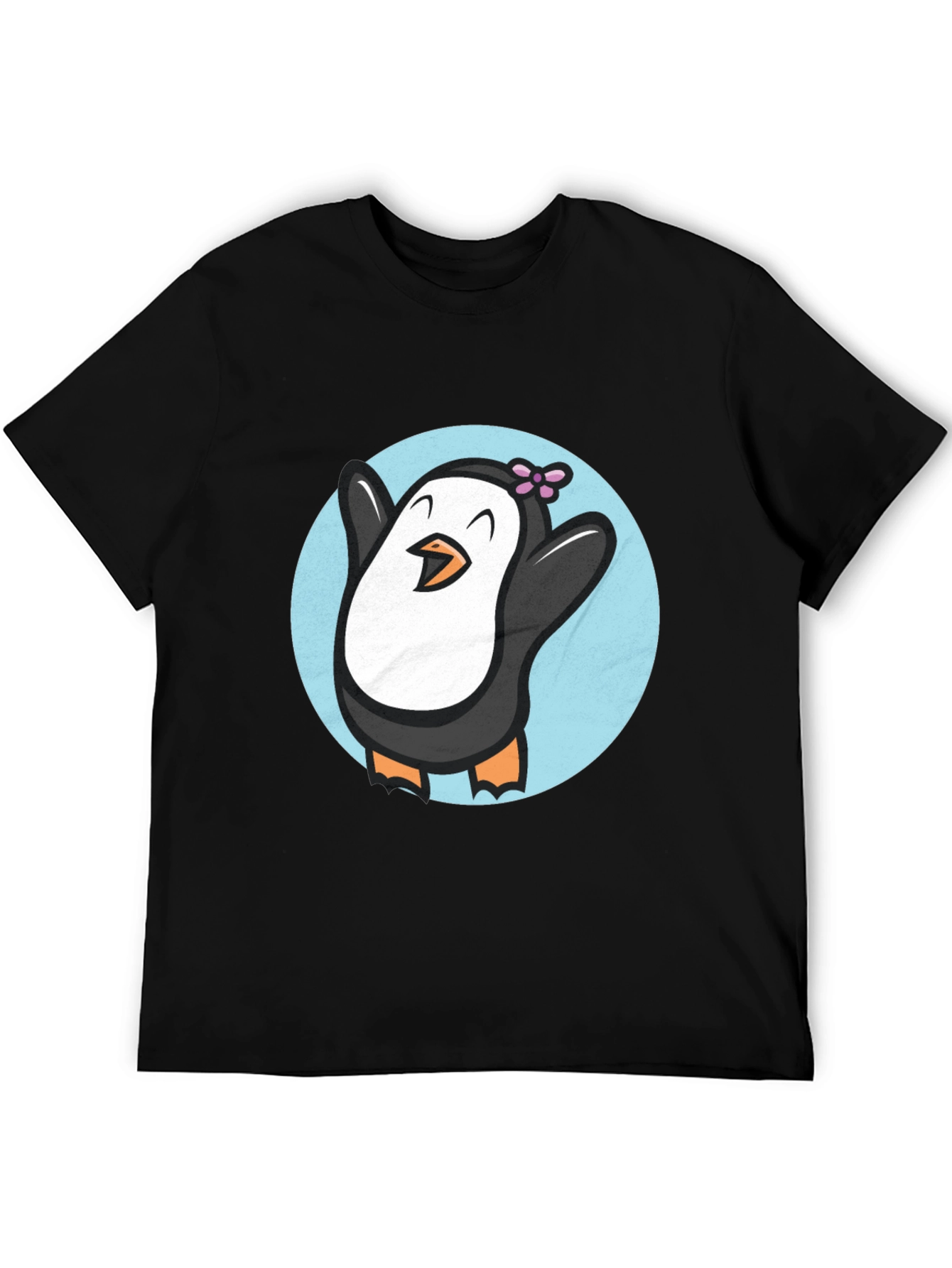 Cute Penguin Graphic T-Shirt - Black