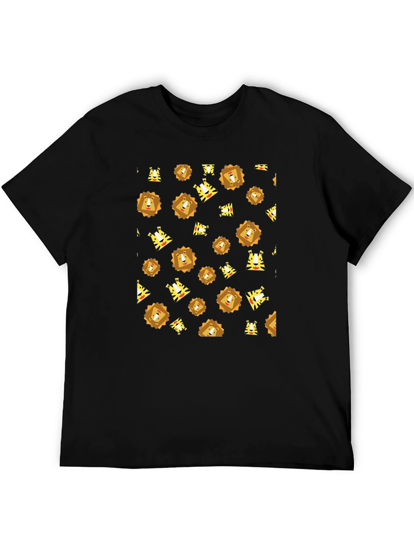 Mens Black Lion Graphic Print Tee