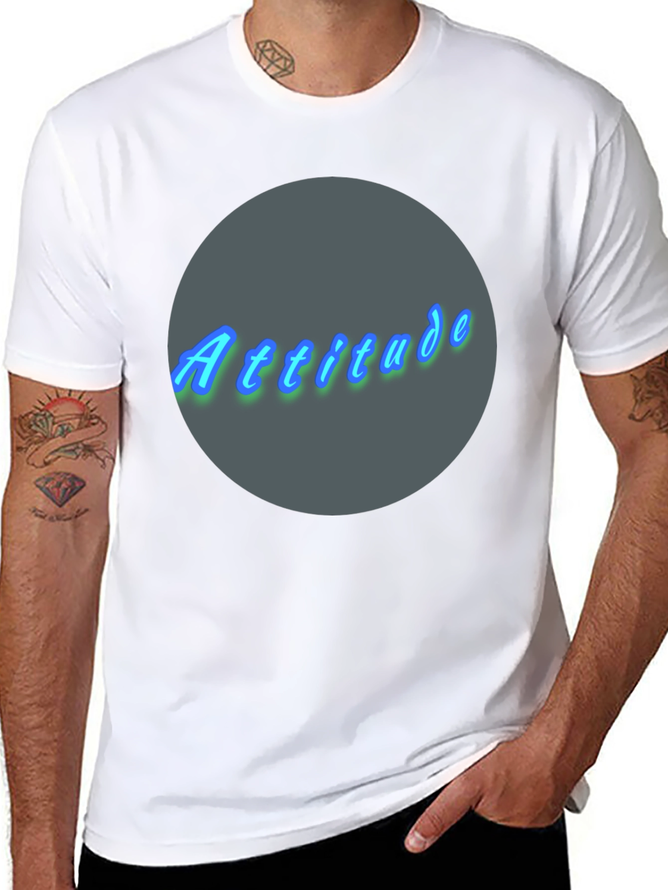 Attitude Graphic Print Crew Neck T-Shirt