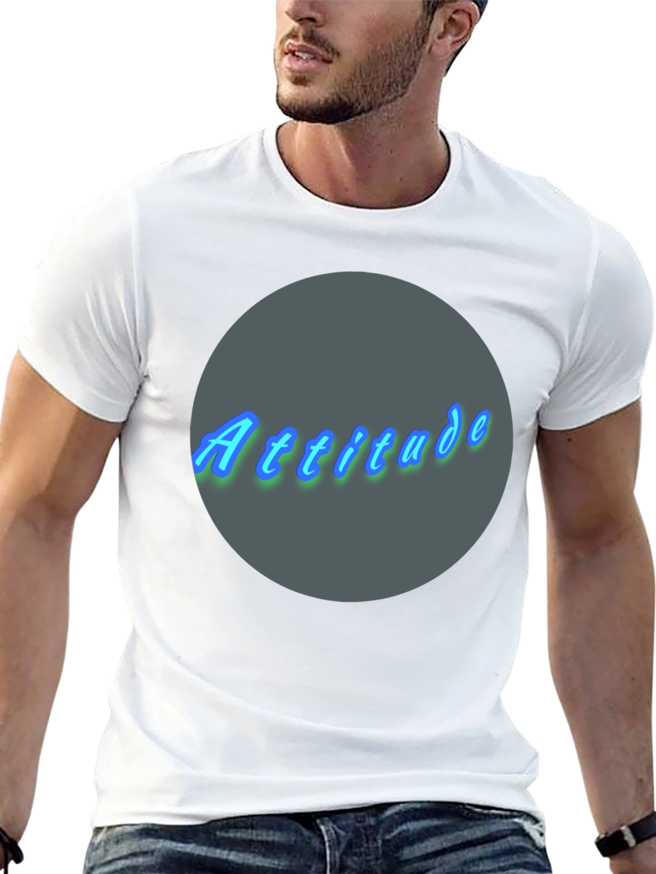 Attitude Graphic Print Crew Neck T-Shirt