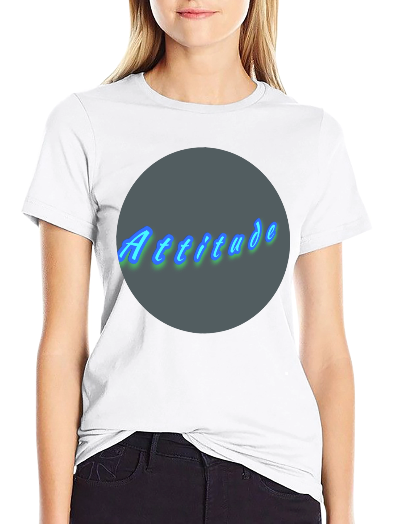 Attitude Graphic Print Crew Neck T-Shirt