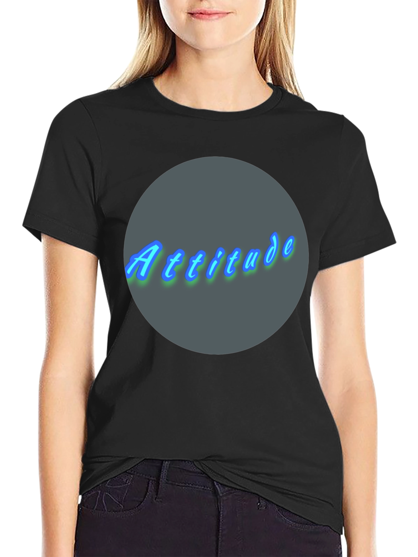 Attitude Graphic Print Crew Neck T-Shirt