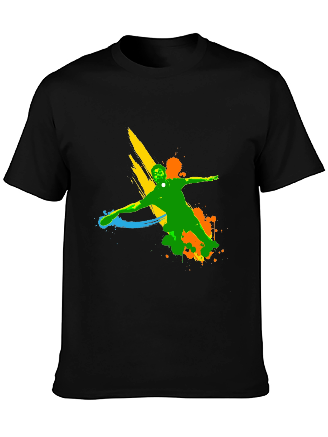 Abstract Splash Tennis Graphic Black T-Shirt