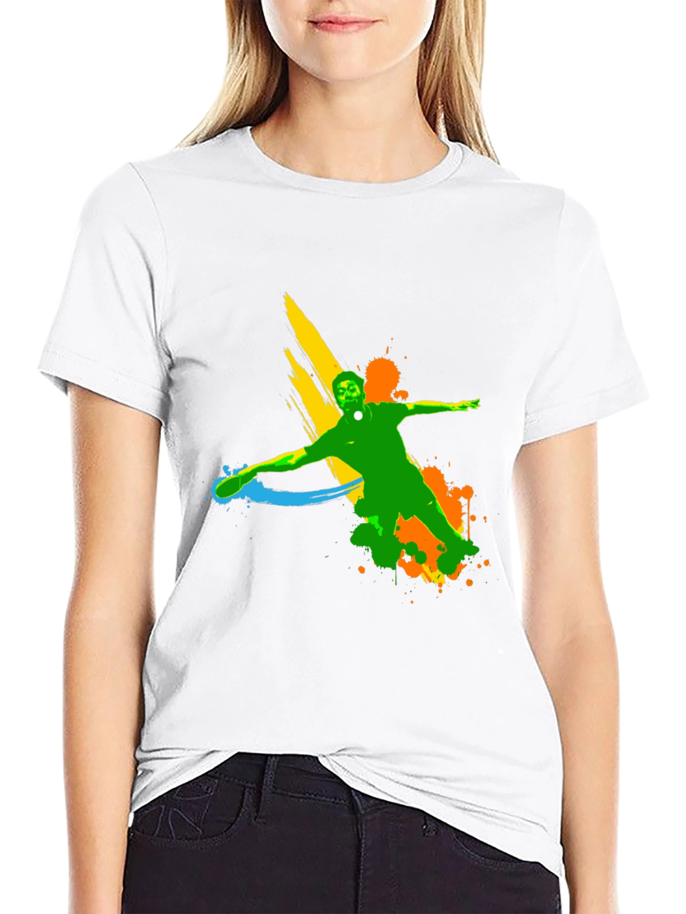 Abstract Splash Tennis Graphic Black T-Shirt
