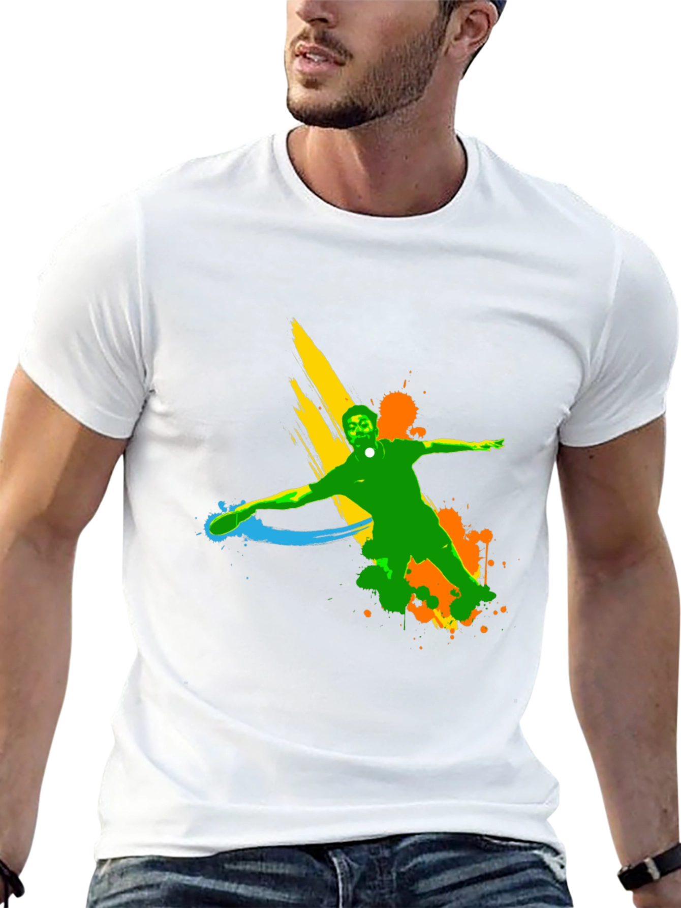 Abstract Splash Tennis Graphic Black T-Shirt