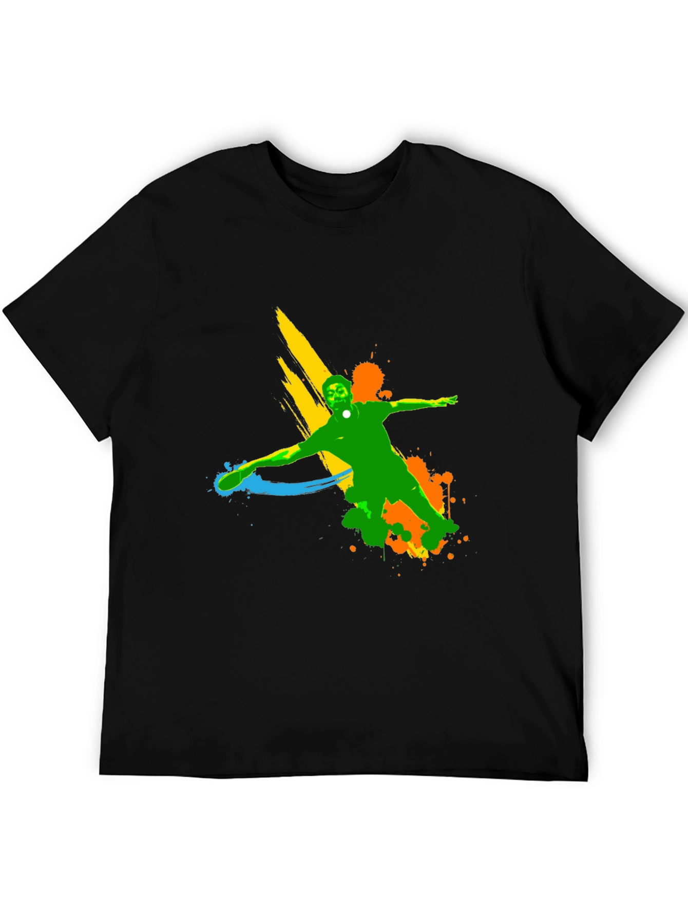 Abstract Splash Tennis Graphic Black T-Shirt