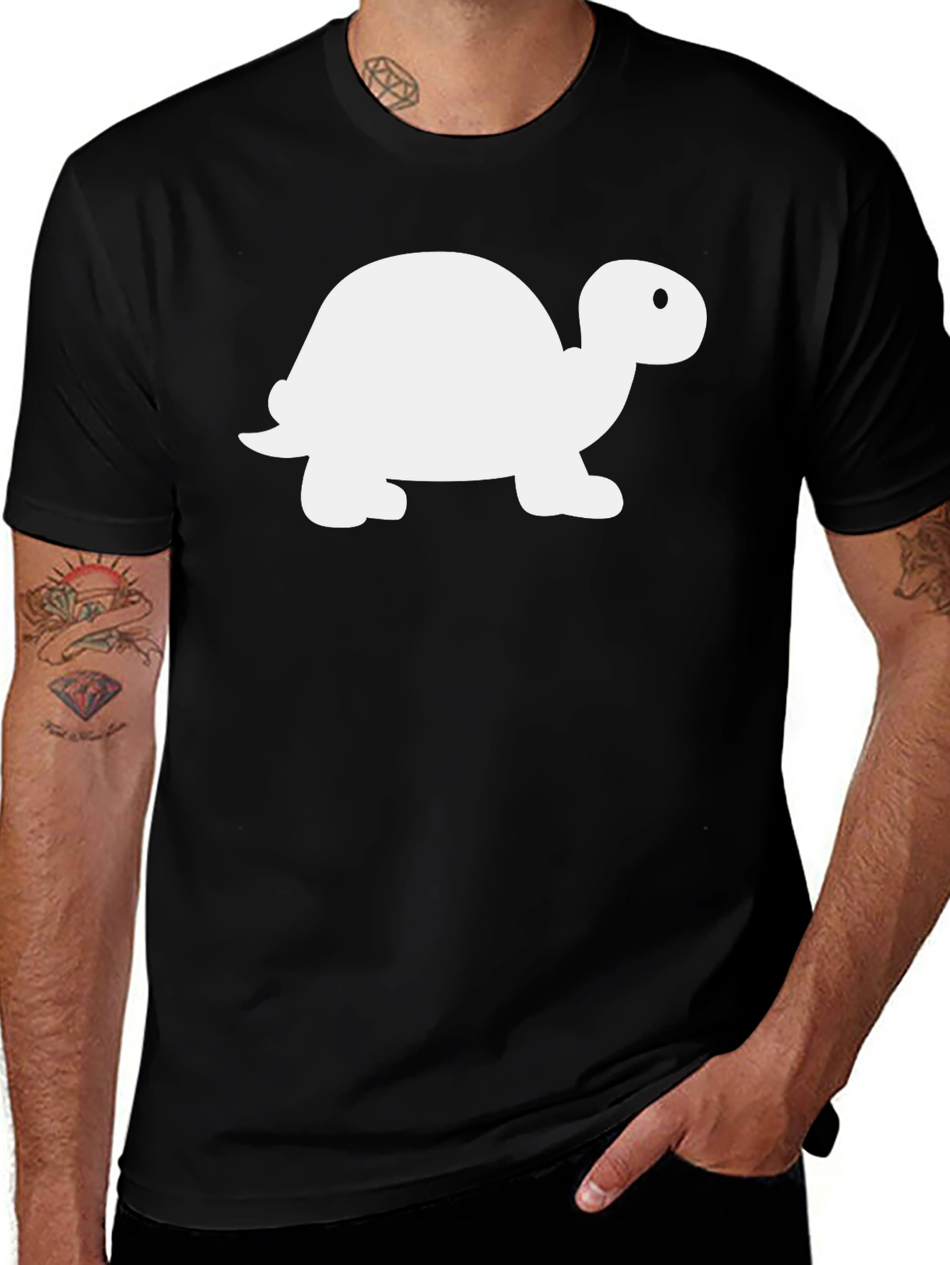 Turtle Graphic Tee - Black Cotton Comfort