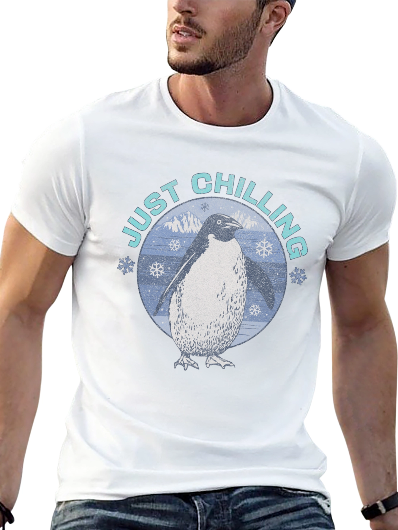 Just Chilling Penguin Graphic Tee - Black