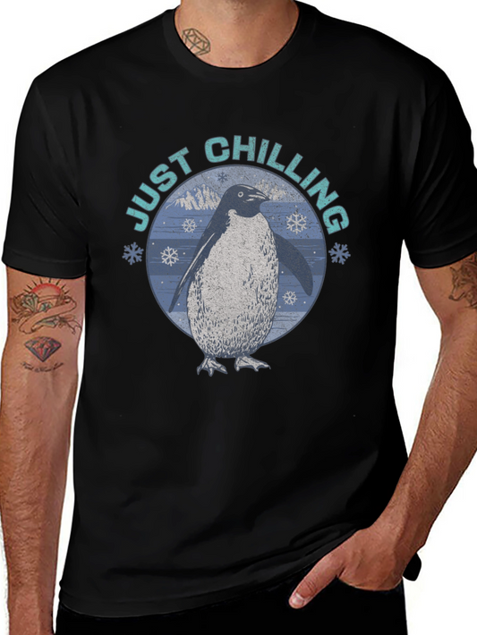Just Chilling Penguin Graphic Tee - Black