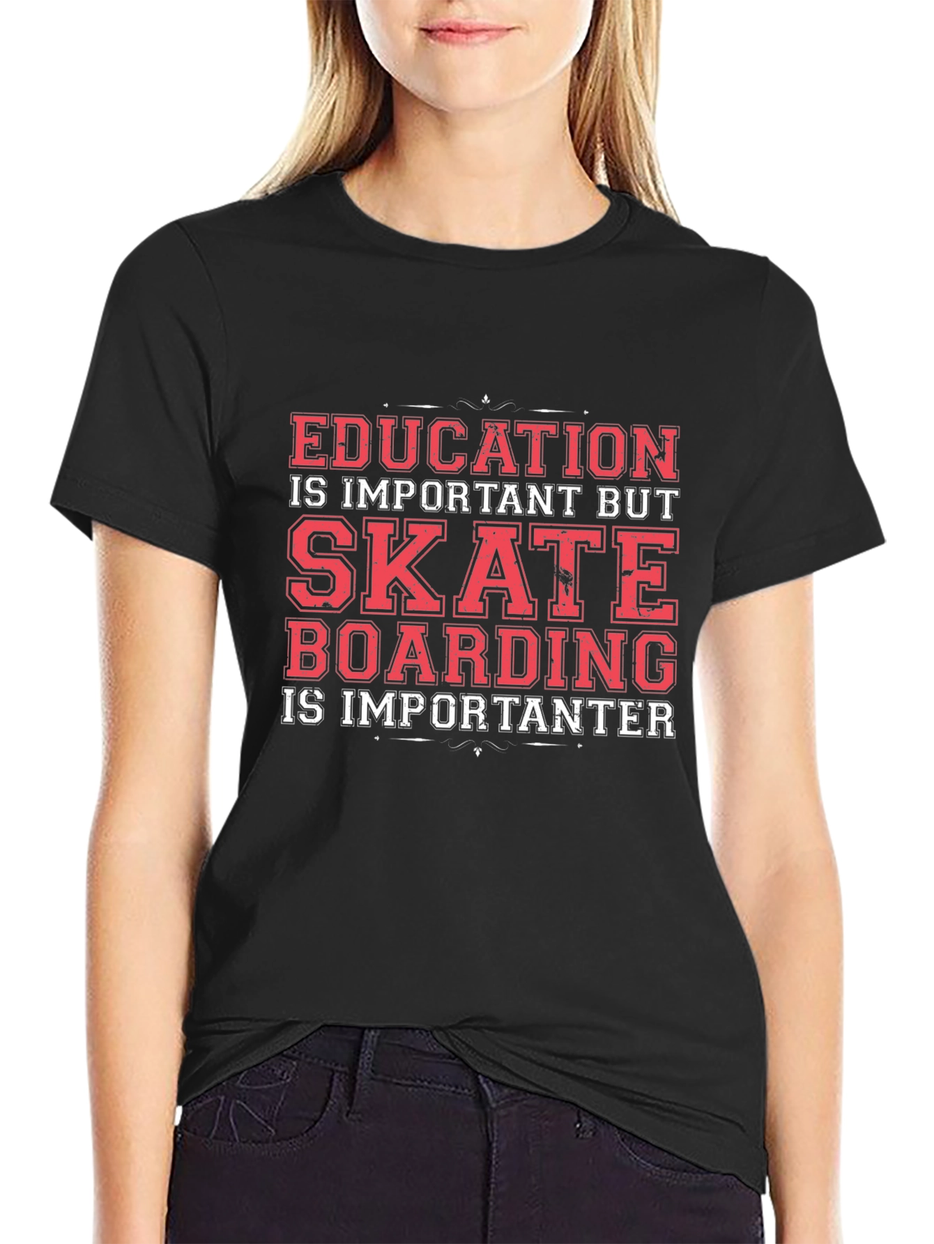 Skateboarding Graphic Tee - Education is Important BUT...