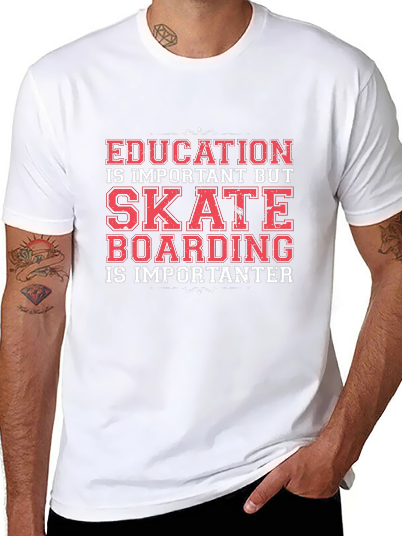 Skateboarding Graphic Tee - Education is Important BUT...