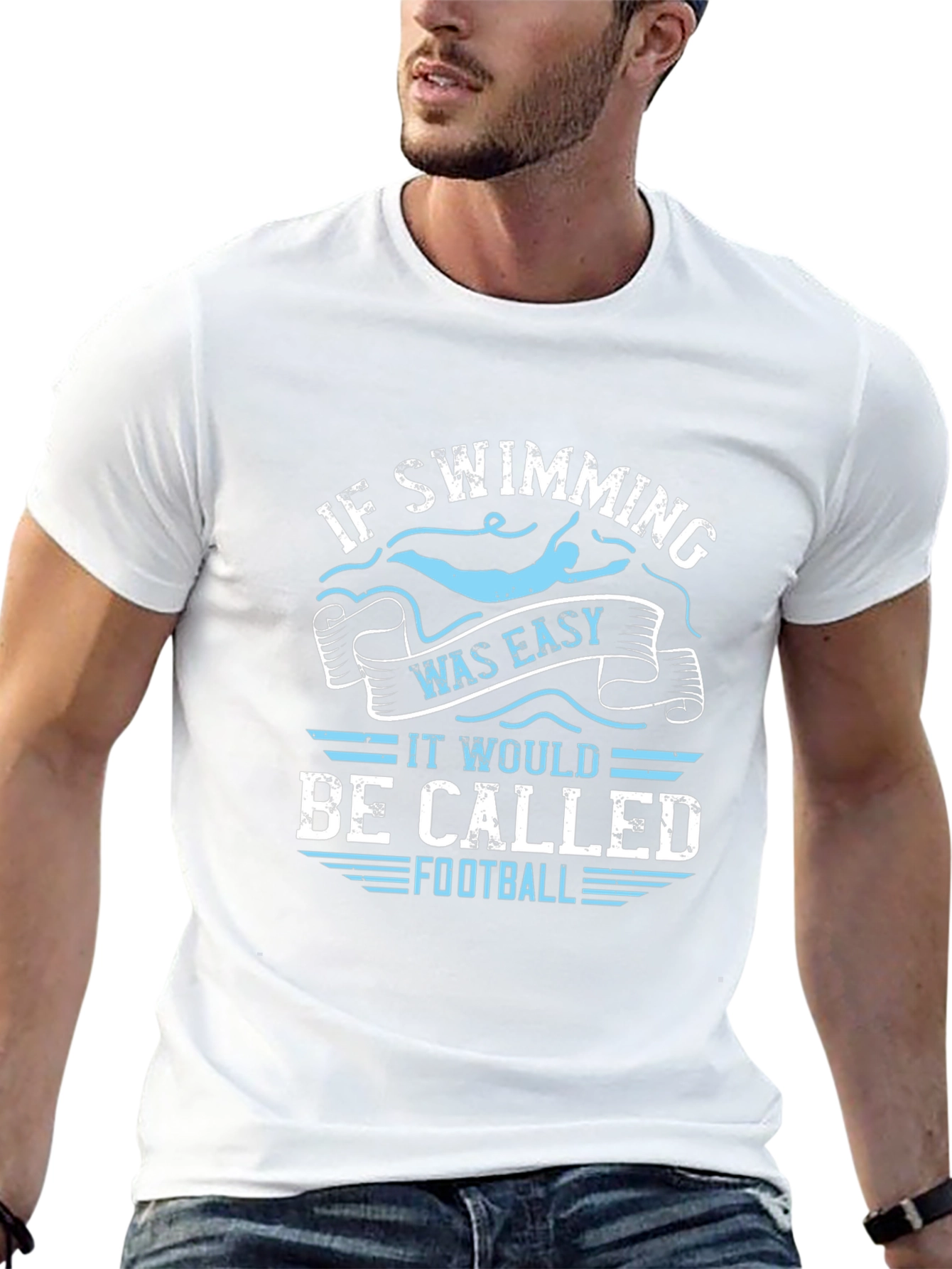 Funny Swimming T-Shirt: If Swimming Was Easy Football