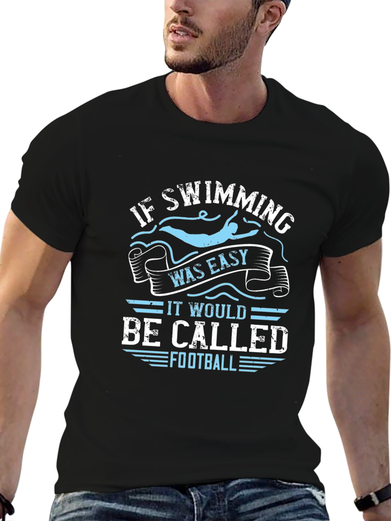 Funny Swimming T-Shirt: If Swimming Was Easy Football
