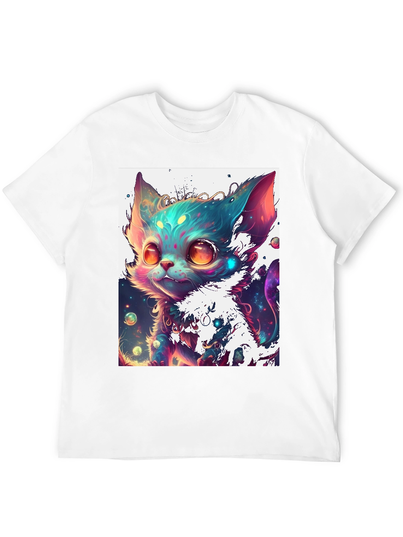Cosmic Kitten Graphic Tee - Black Cotton Blend
