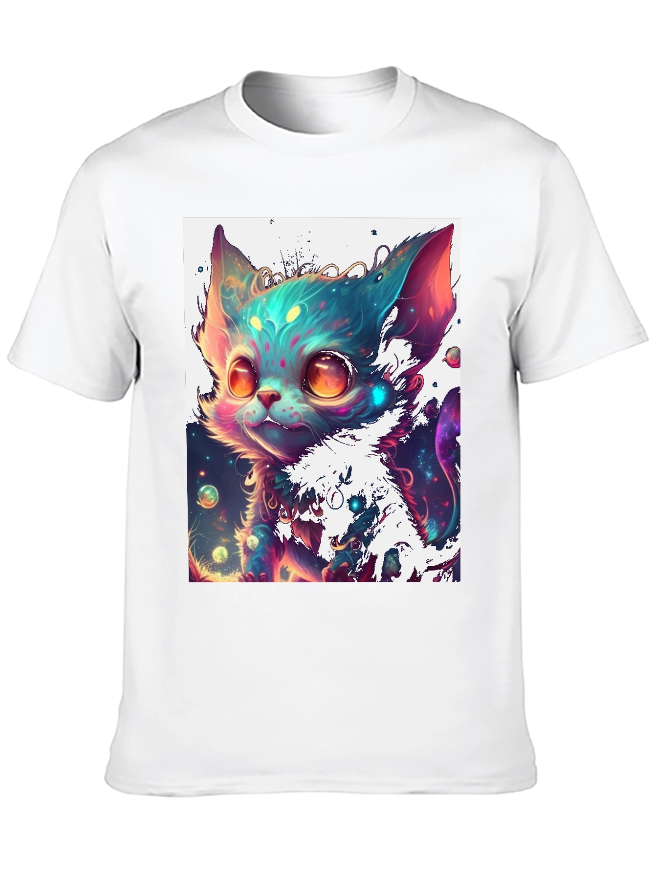 Cosmic Kitten Graphic Tee - Black Cotton Blend