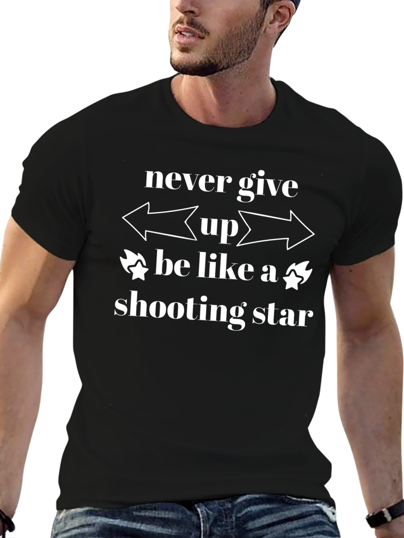 Never Give Up Shooting Star Graphic Tee