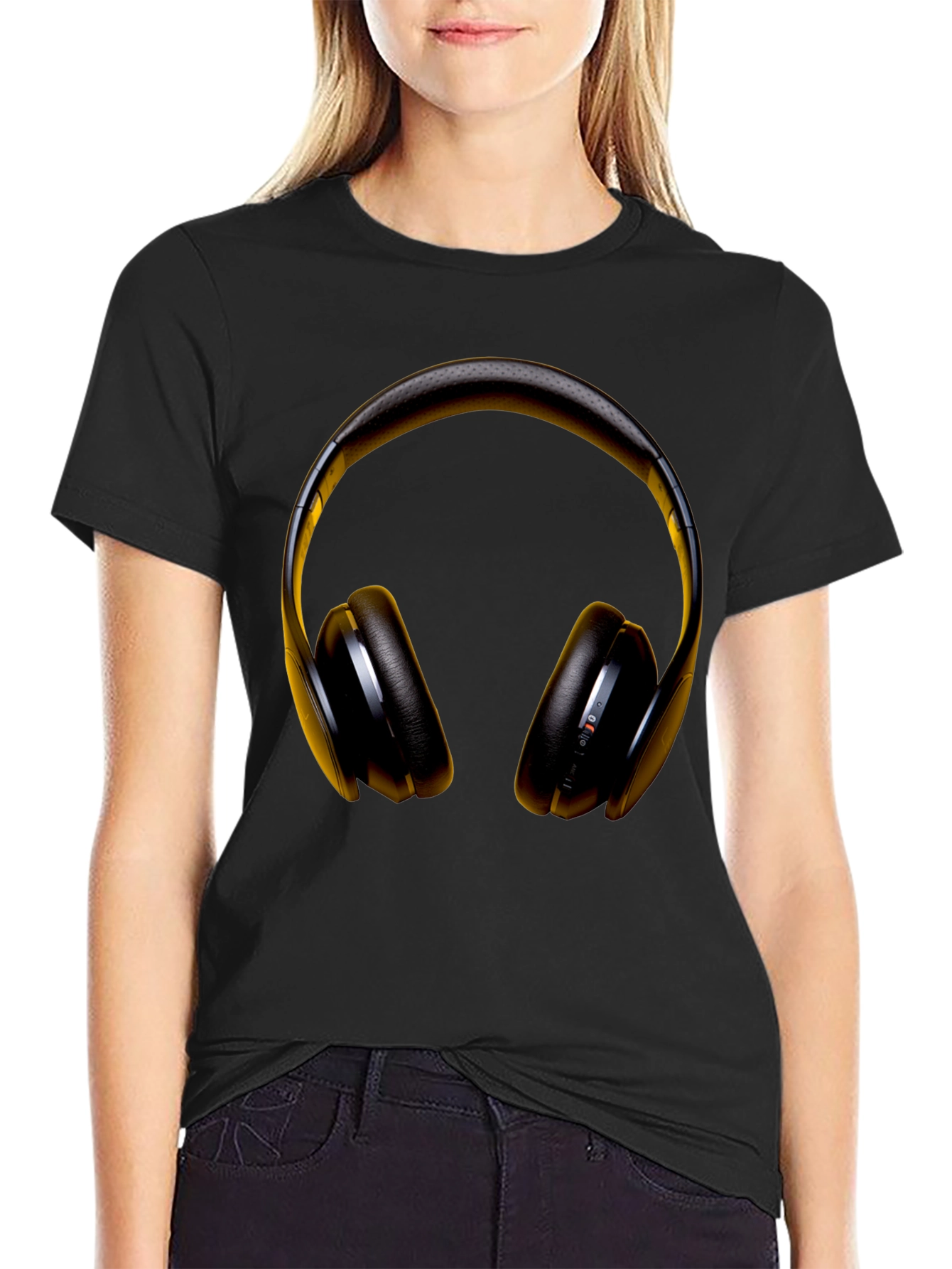 Headphone Graphic Black T-Shirt