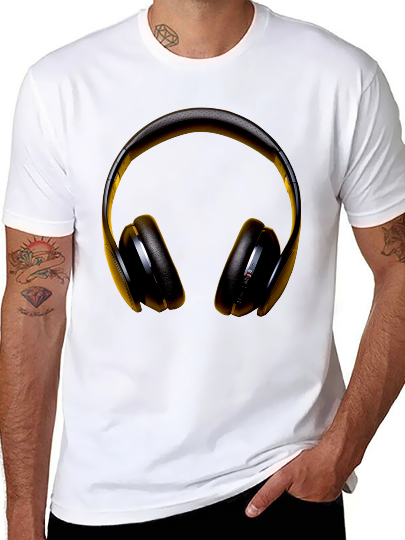 Headphone Graphic Black T-Shirt