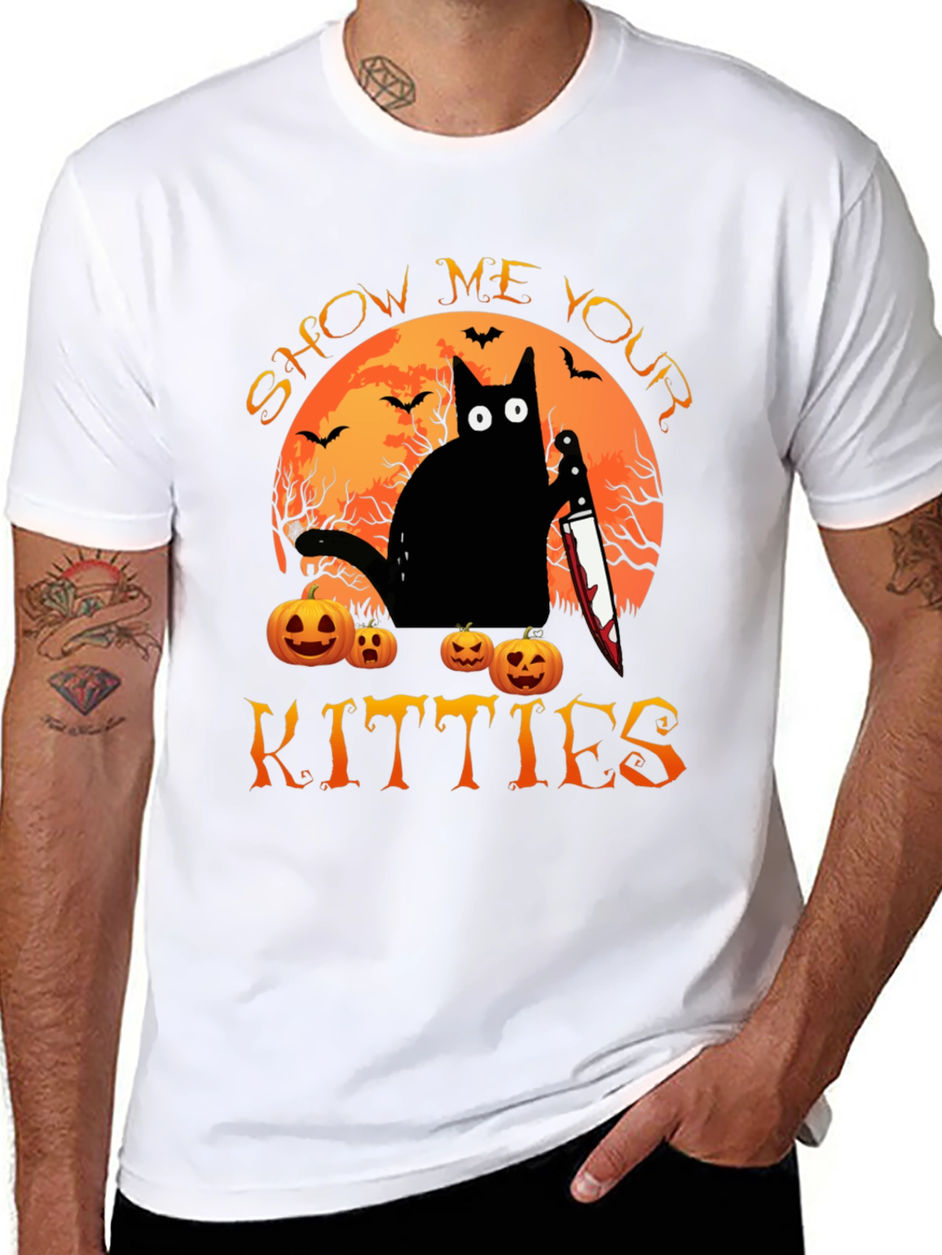 Show Me Your Kitties Halloween Graphic T-Shirt