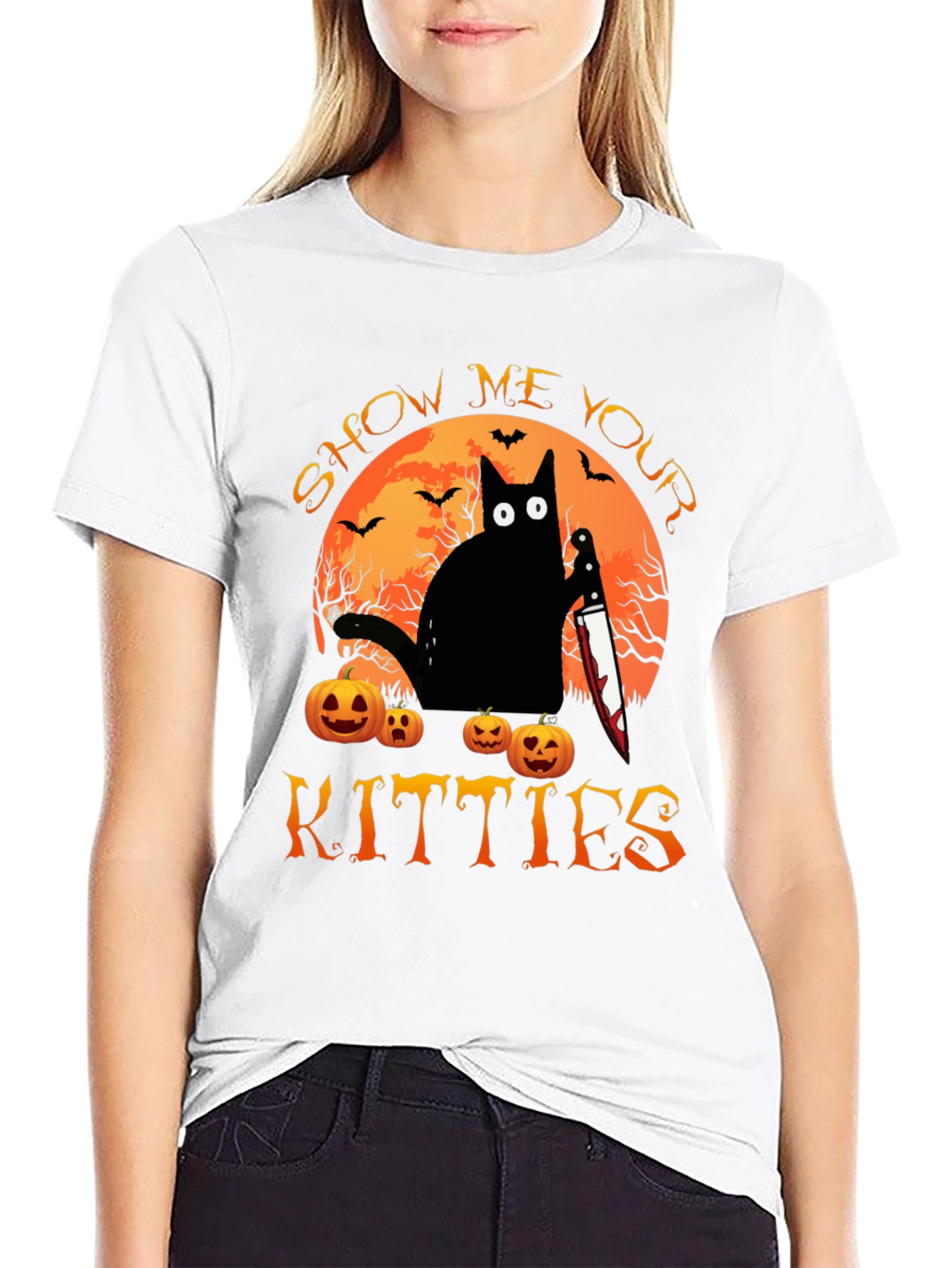 Show Me Your Kitties Halloween Graphic T-Shirt