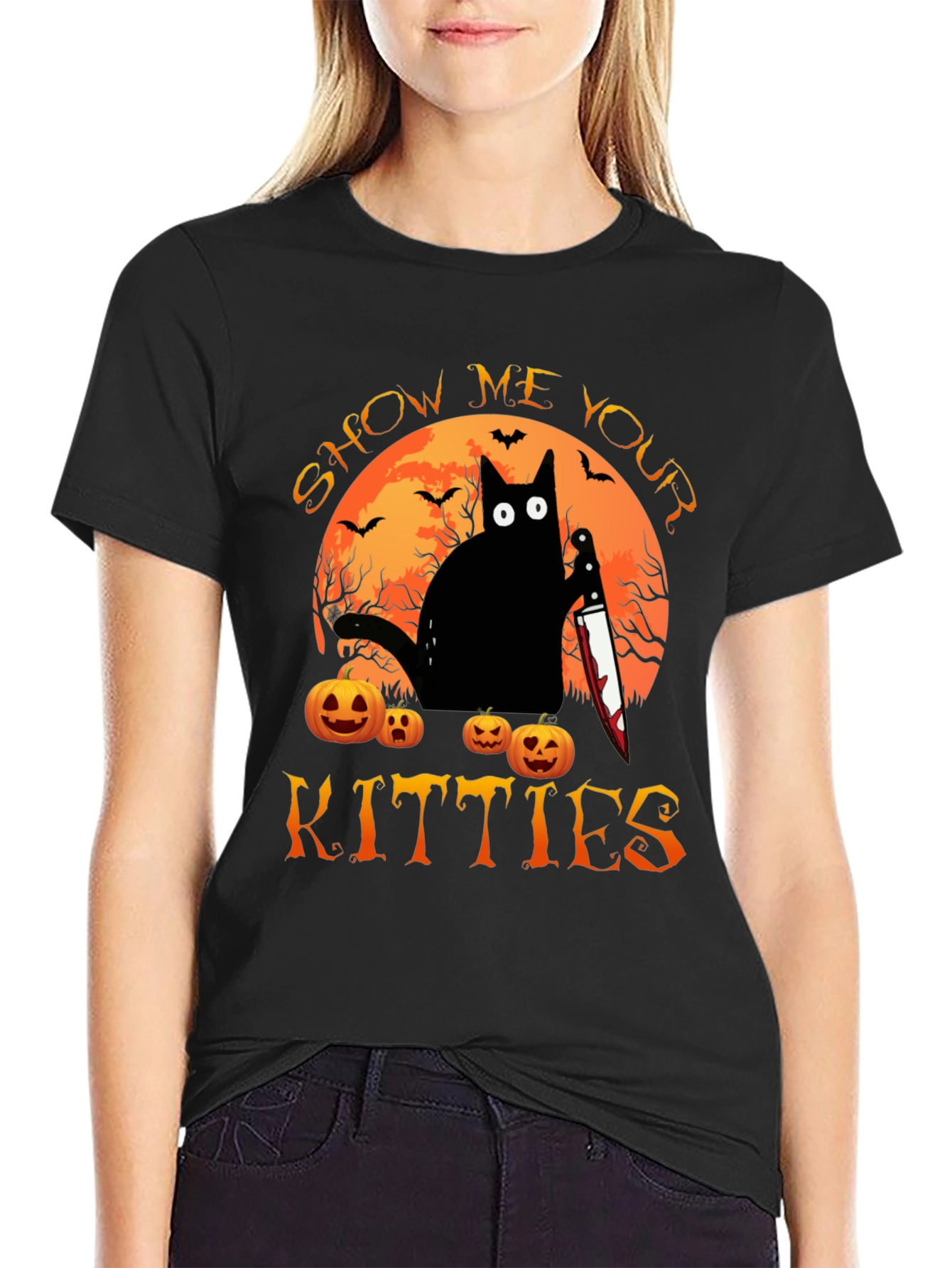 Show Me Your Kitties Halloween Graphic T-Shirt