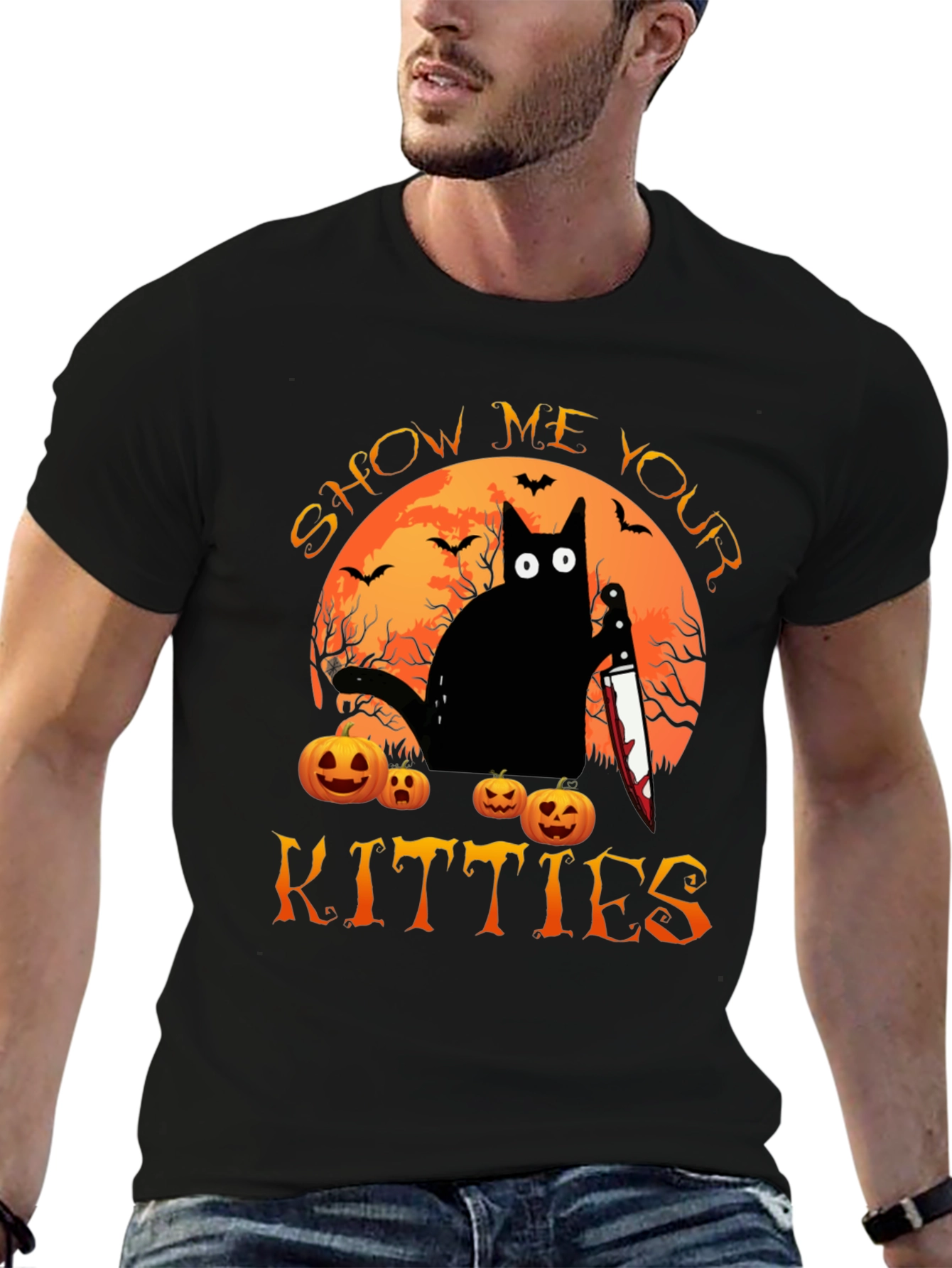 Show Me Your Kitties Halloween Graphic T-Shirt
