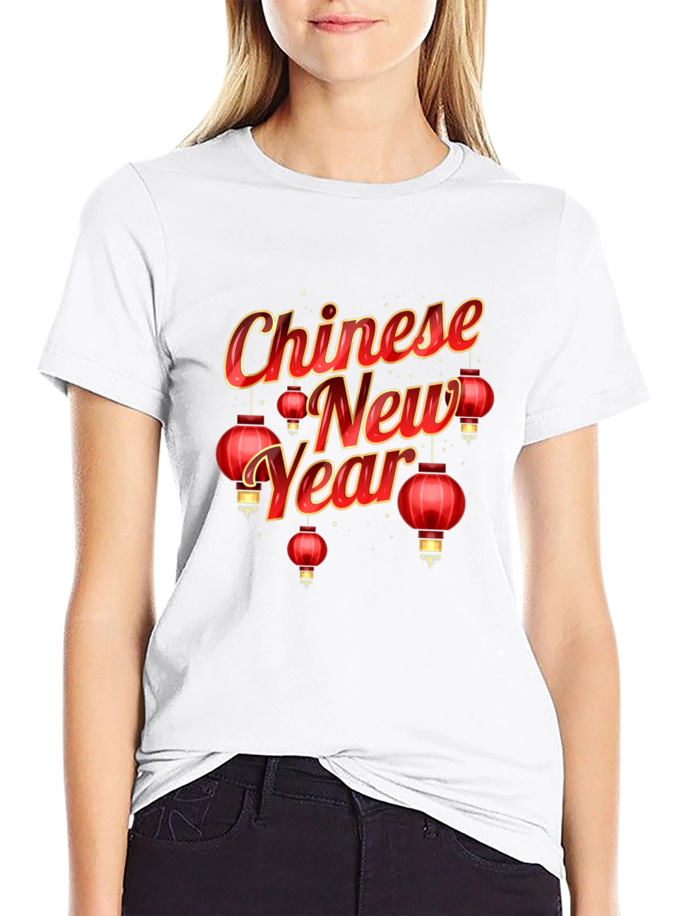Chinese New Year Graphic Tee - Black Cotton Blend