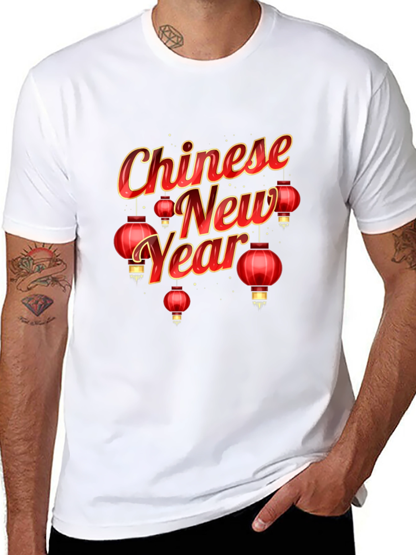 Chinese New Year Graphic Tee - Black Cotton Blend