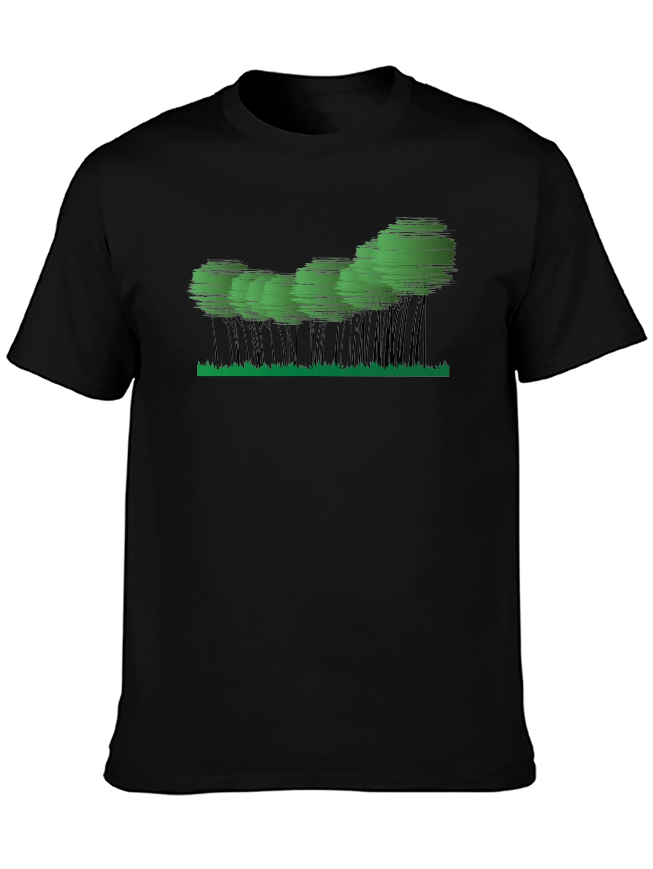 Mens Black Graphic Tee - Abstract Forest Design