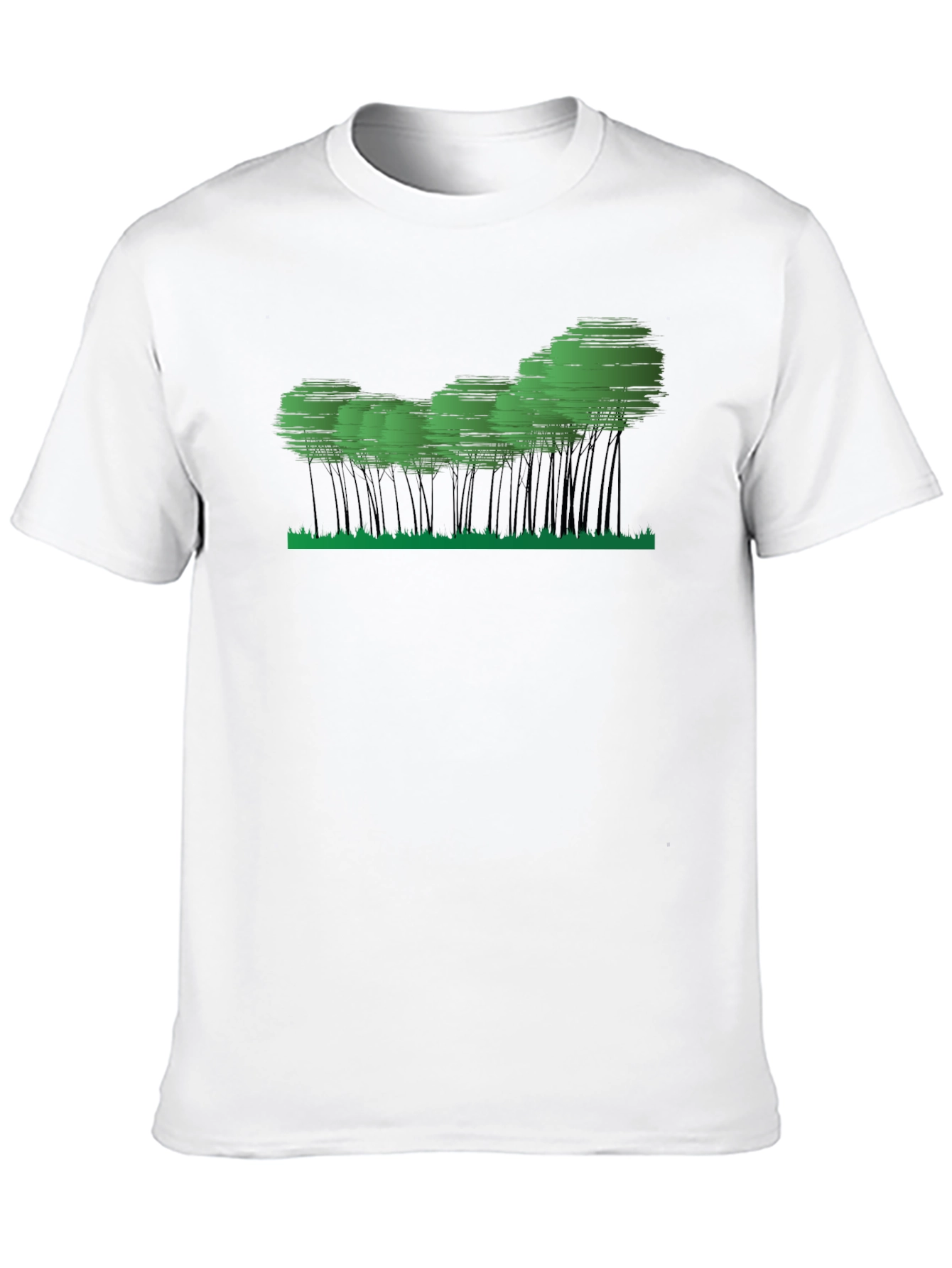 Mens Black Graphic Tee - Abstract Forest Design
