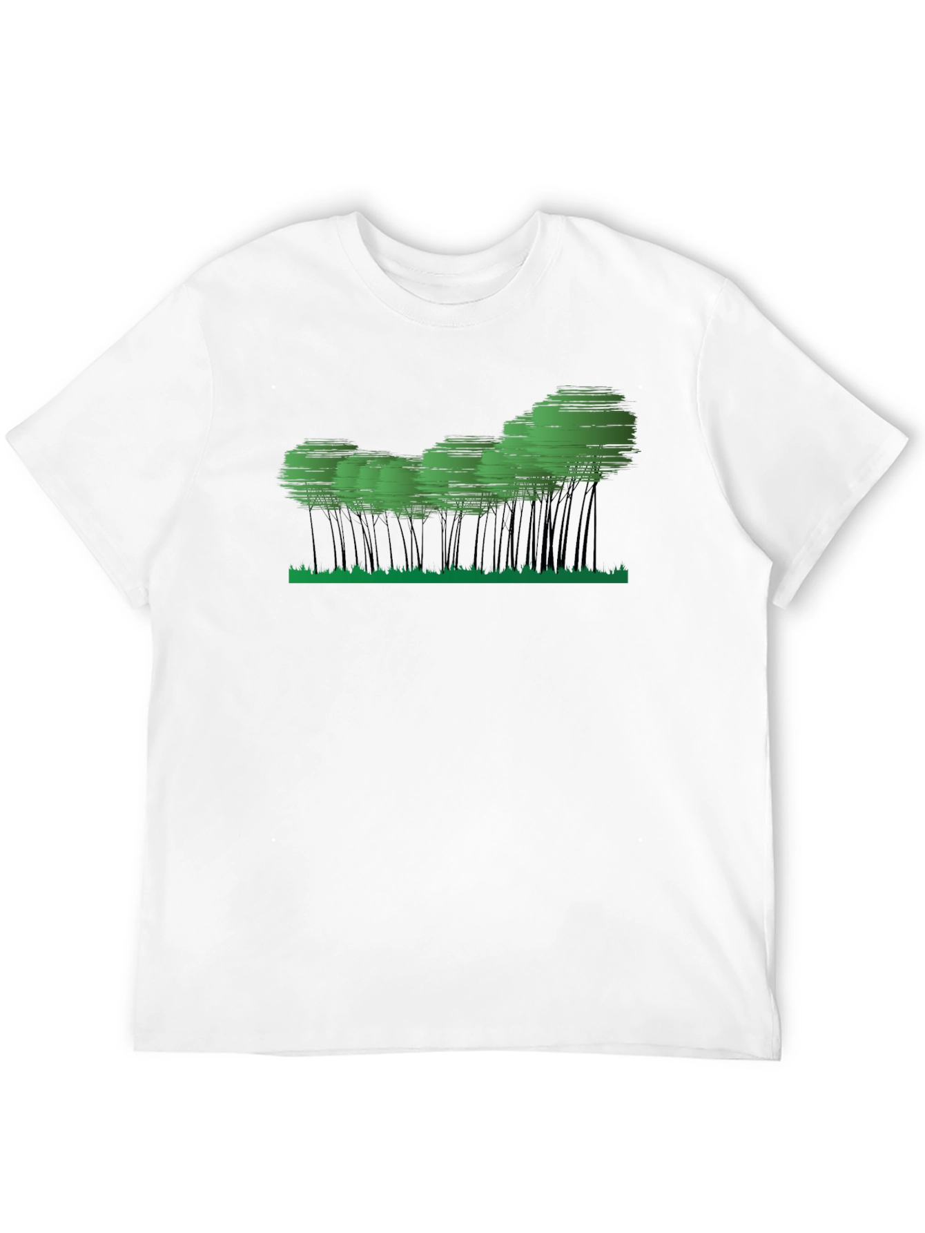 Mens Black Graphic Tee - Abstract Forest Design