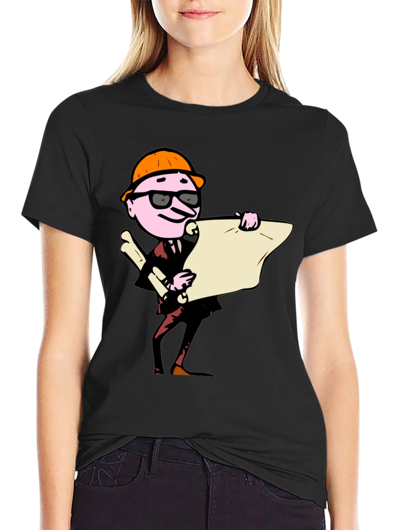 Architect Cartoon Graphic Tee - Black