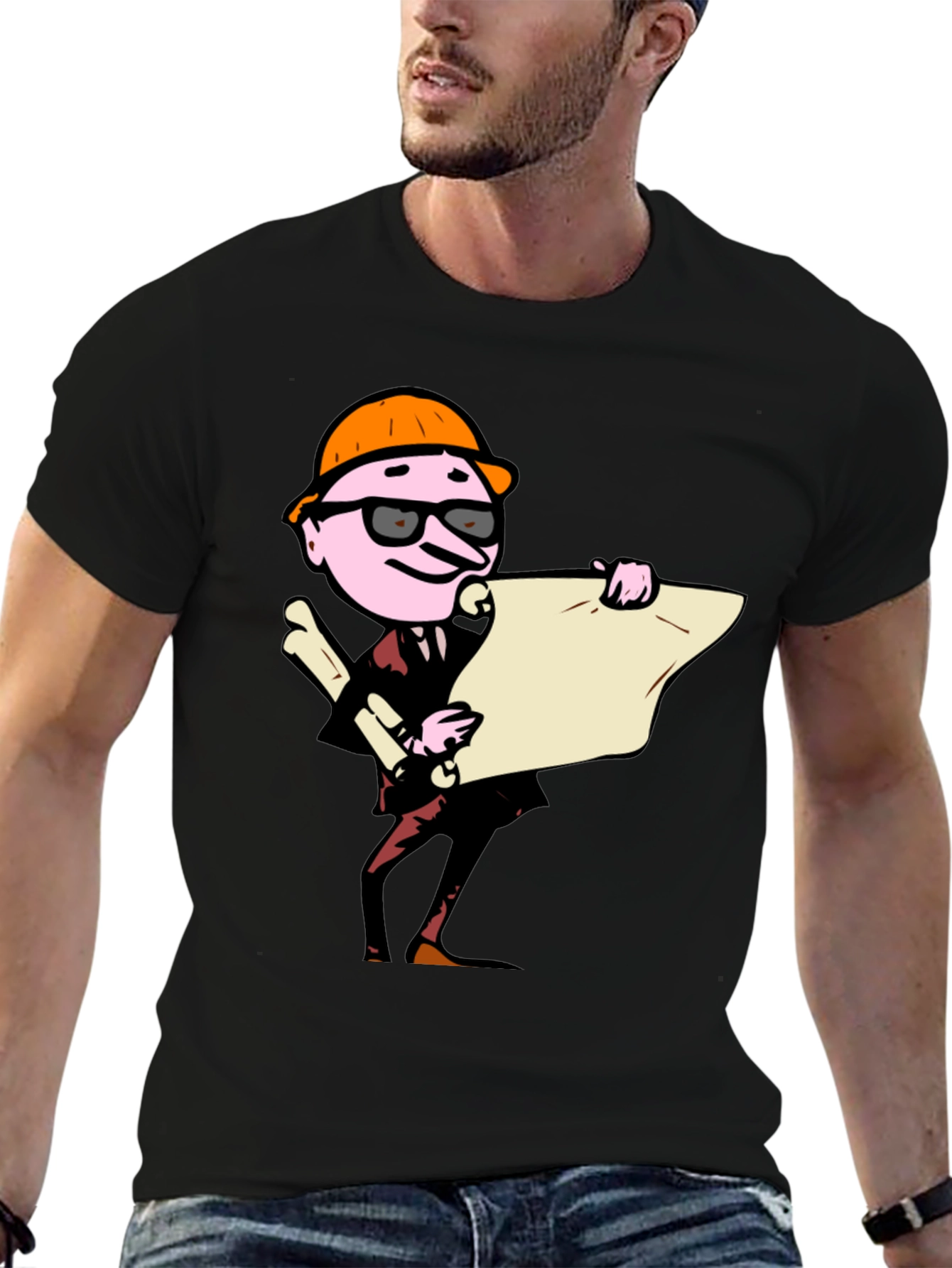 Architect Cartoon Graphic Tee - Black