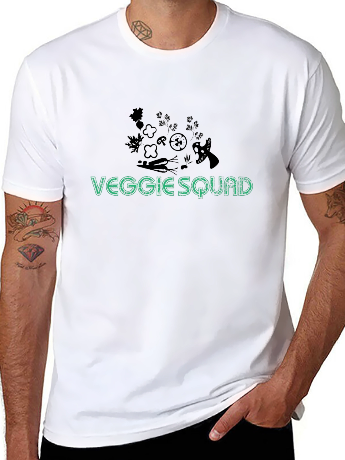 Veggie Squad T-Shirt - Black Cotton Blend