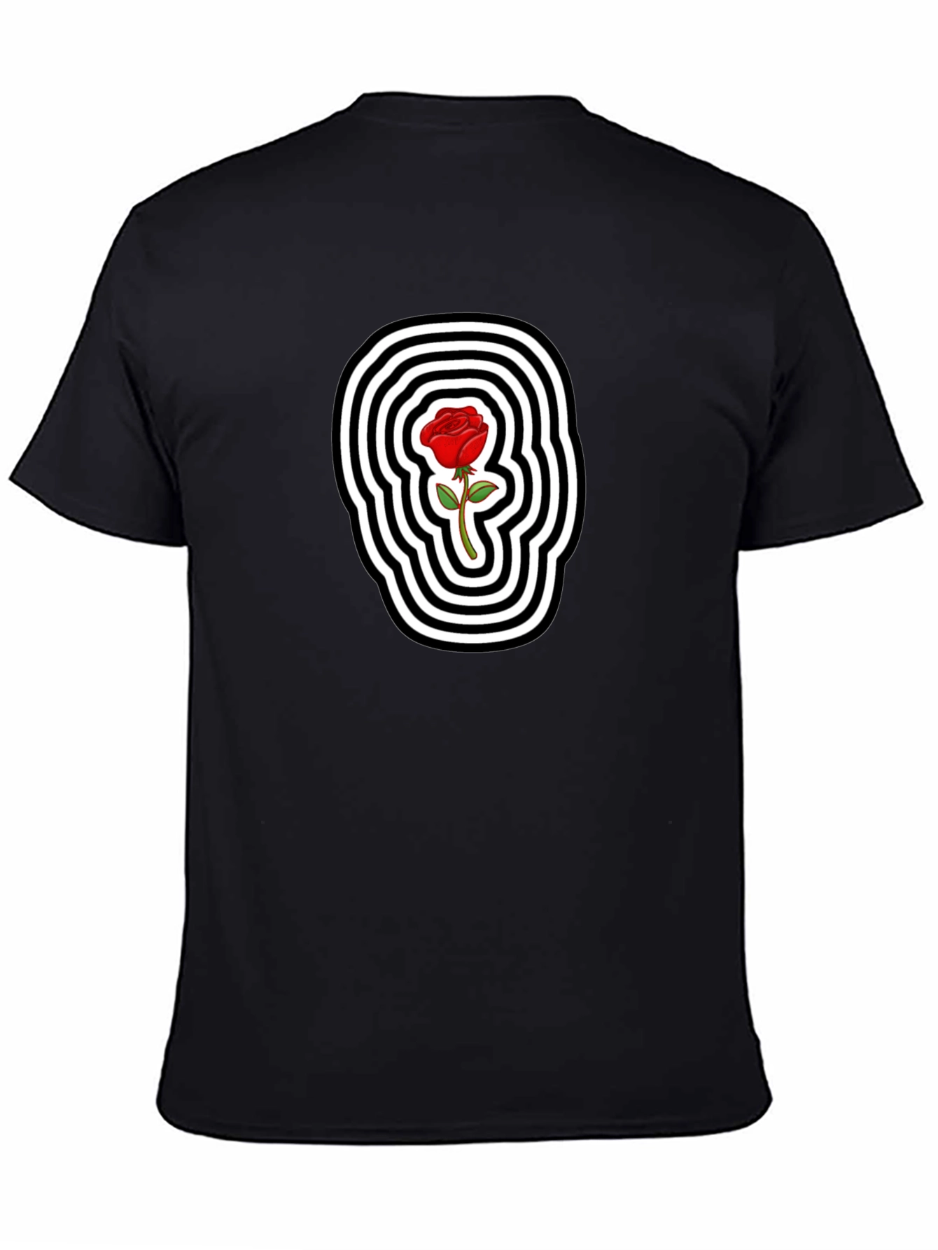 Rose Graphic Tee - Black Cotton Blend T-Shirt