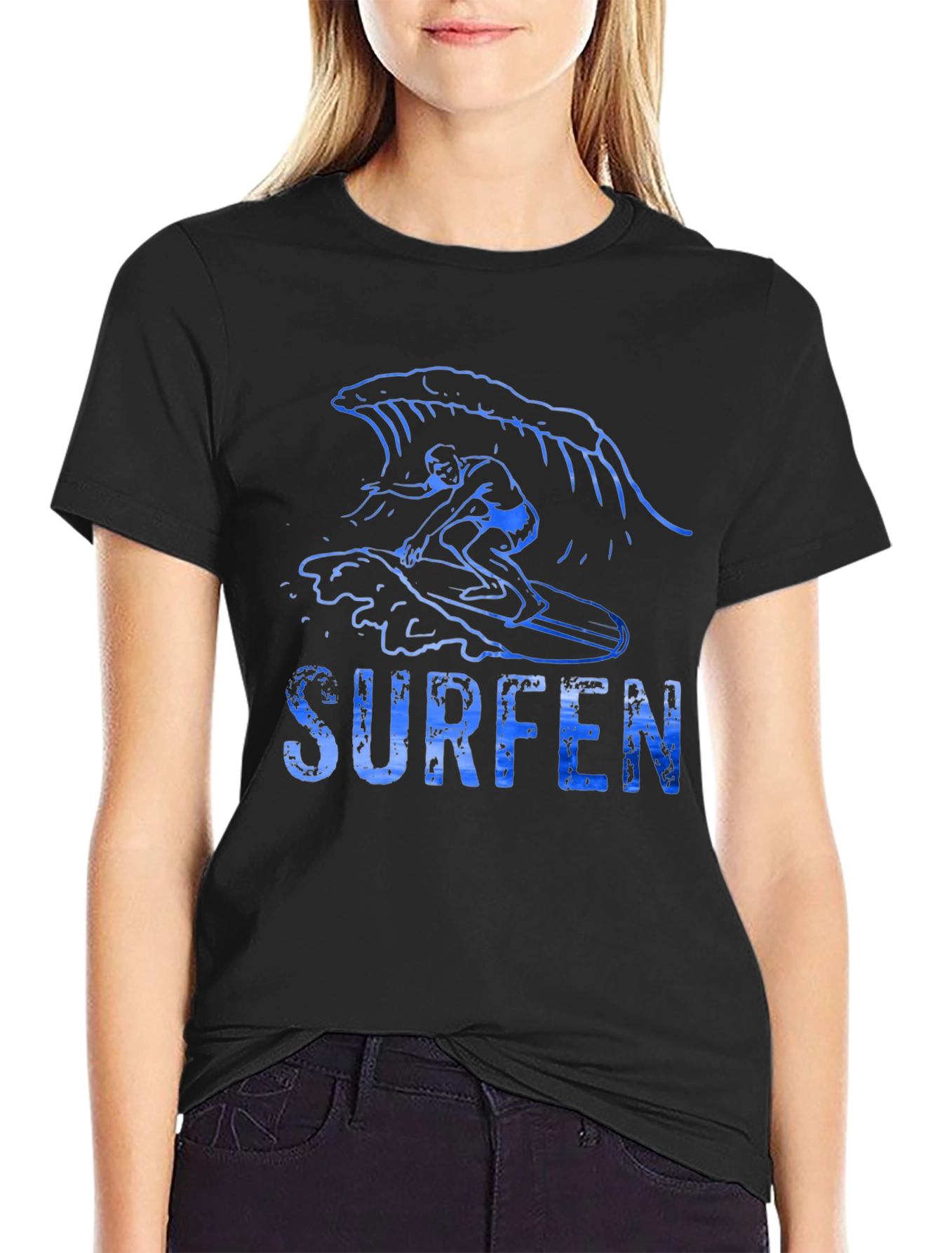 Surfen Graphic T-Shirt - Black Cotton
