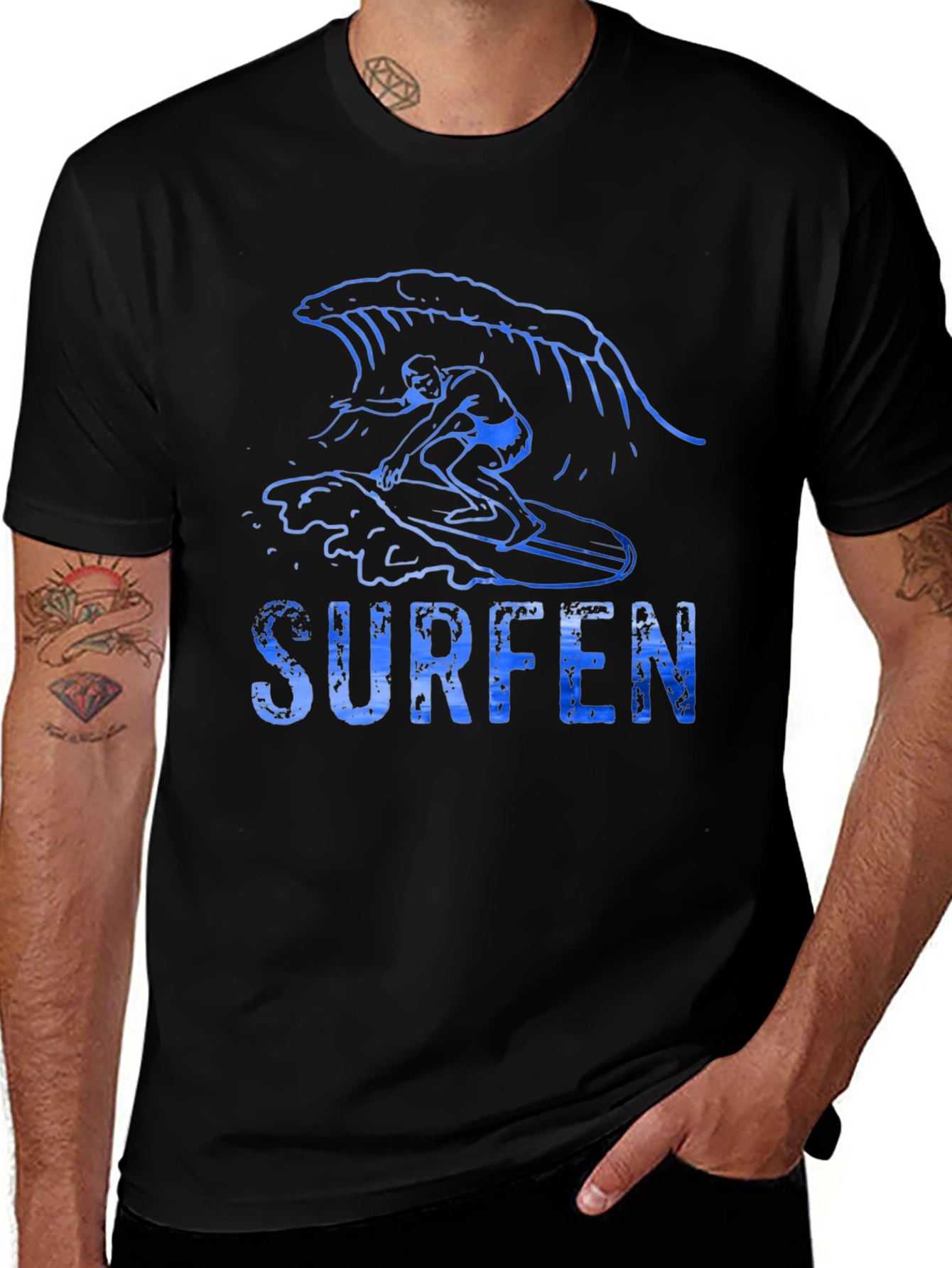 Surfen Graphic T-Shirt - Black Cotton