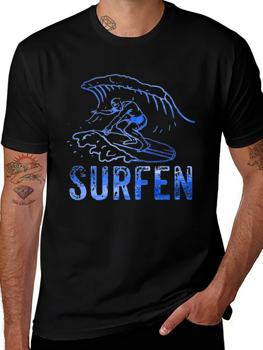 Surfen Graphic T-Shirt - Black Cotton