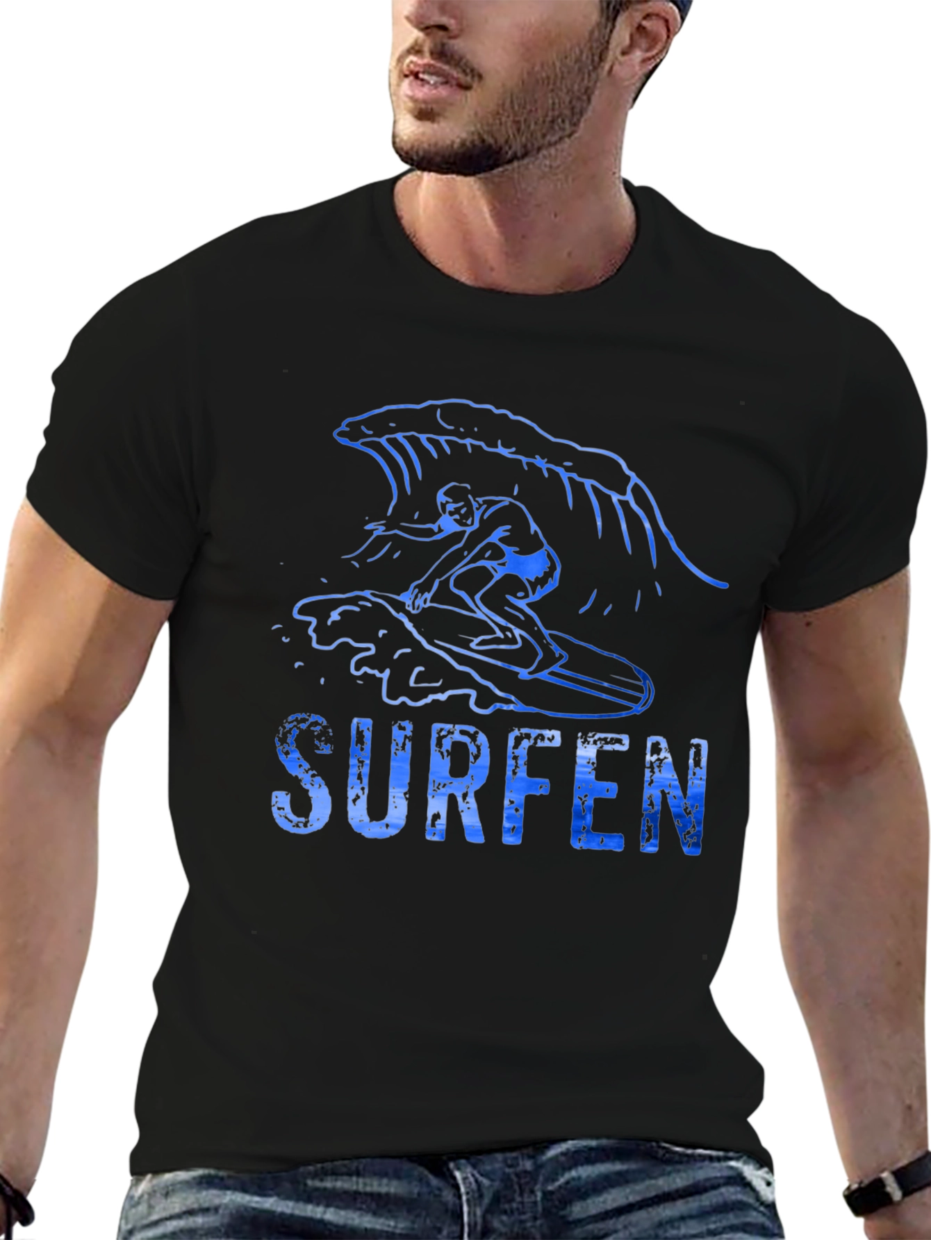 Surfen Graphic T-Shirt - Black Cotton