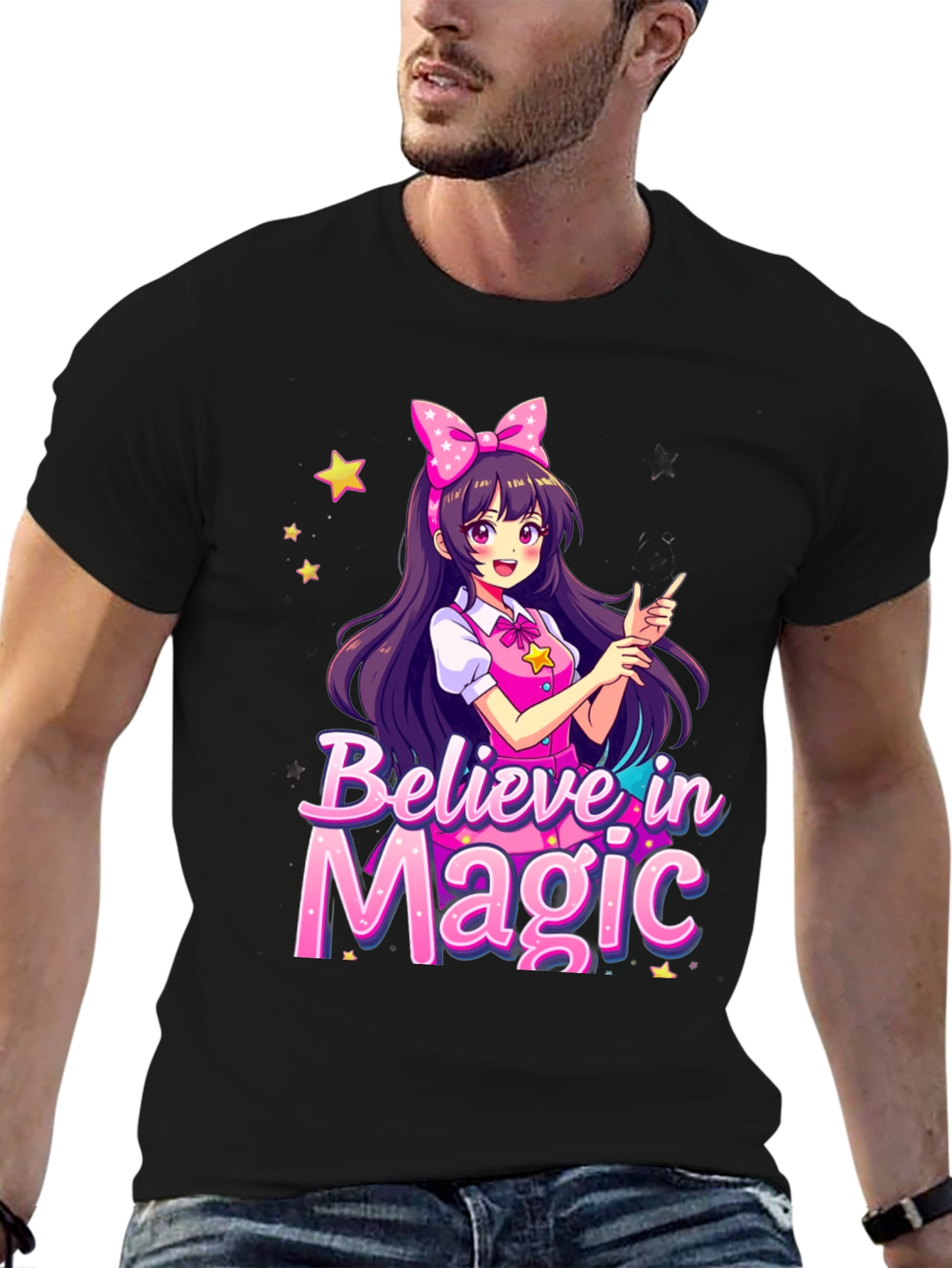 Believe in Magic Anime Girl Graphic T-Shirt