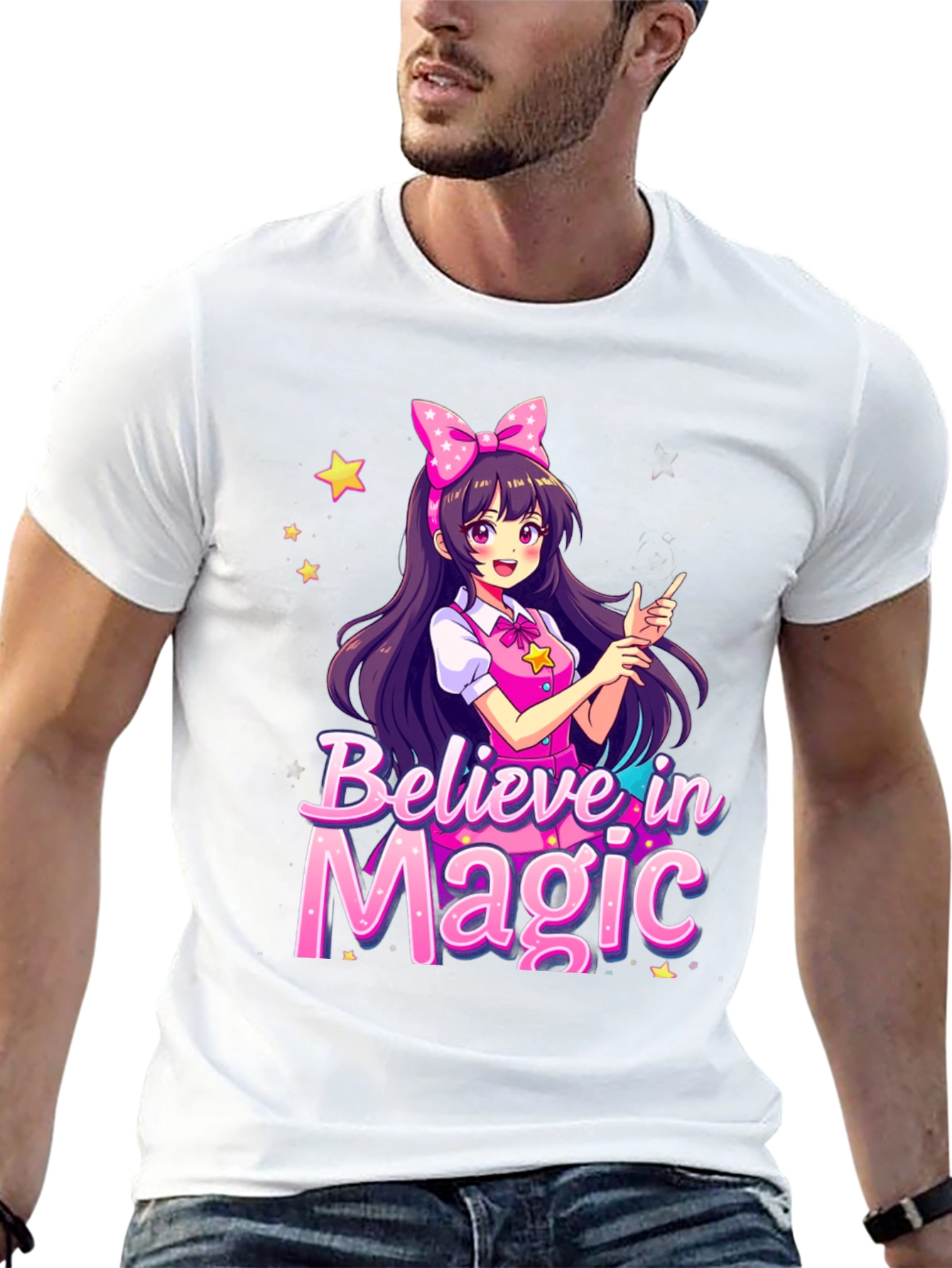 Believe in Magic Anime Girl Graphic T-Shirt