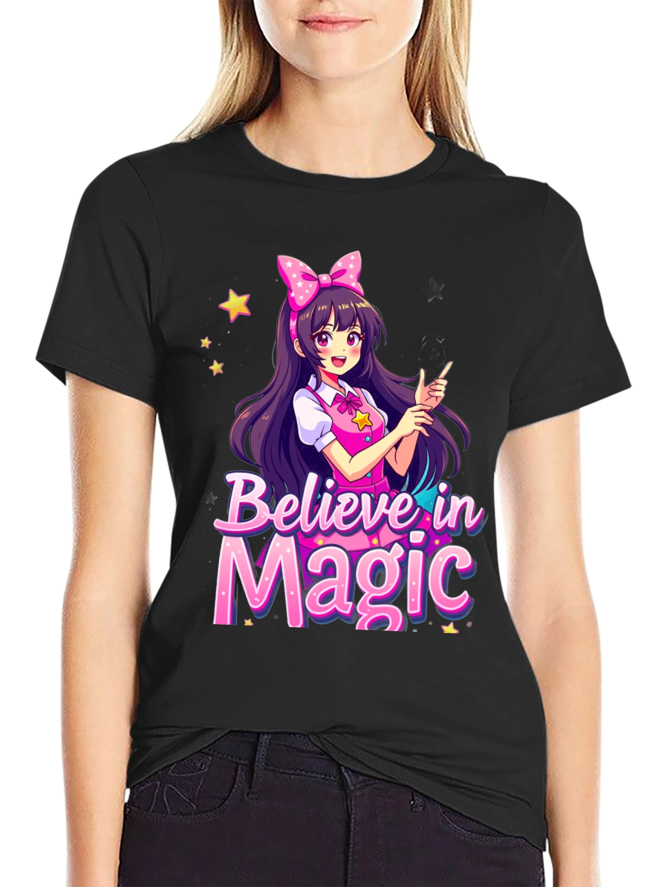 Believe in Magic Anime Girl Graphic T-Shirt