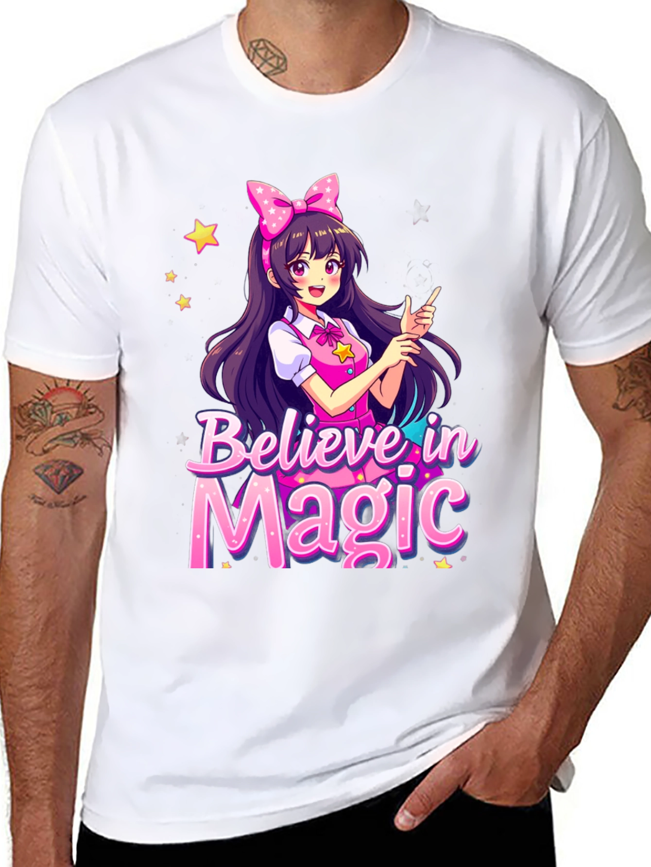 Believe in Magic Anime Girl Graphic T-Shirt
