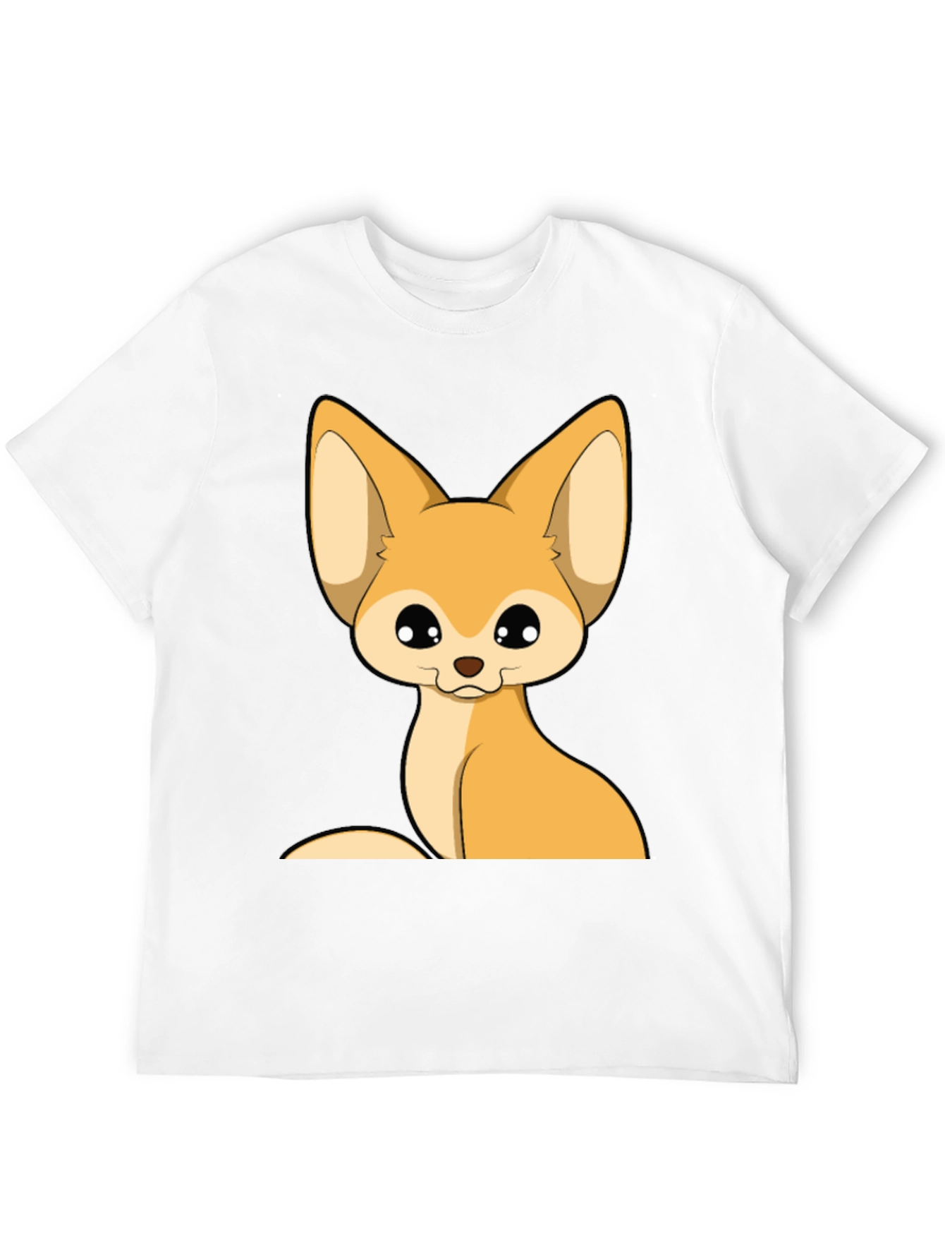 Cute Fennec Fox Graphic Tee - Black Cotton T-Shirt