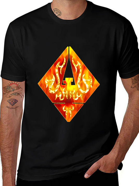 Fiery Diamond Graphic Tee - Black Cotton T-Shirt