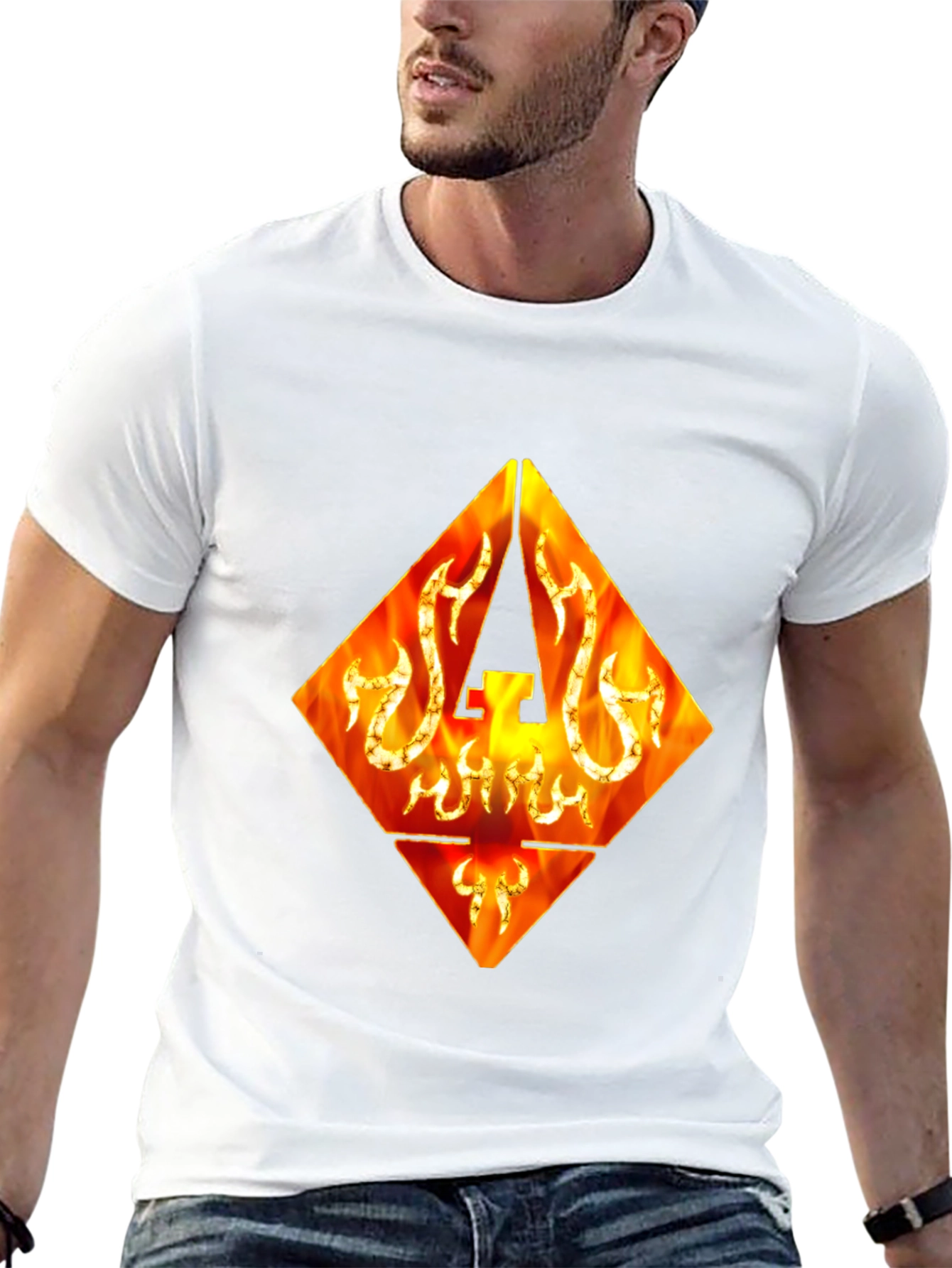 Fiery Diamond Graphic Tee - Black Cotton T-Shirt