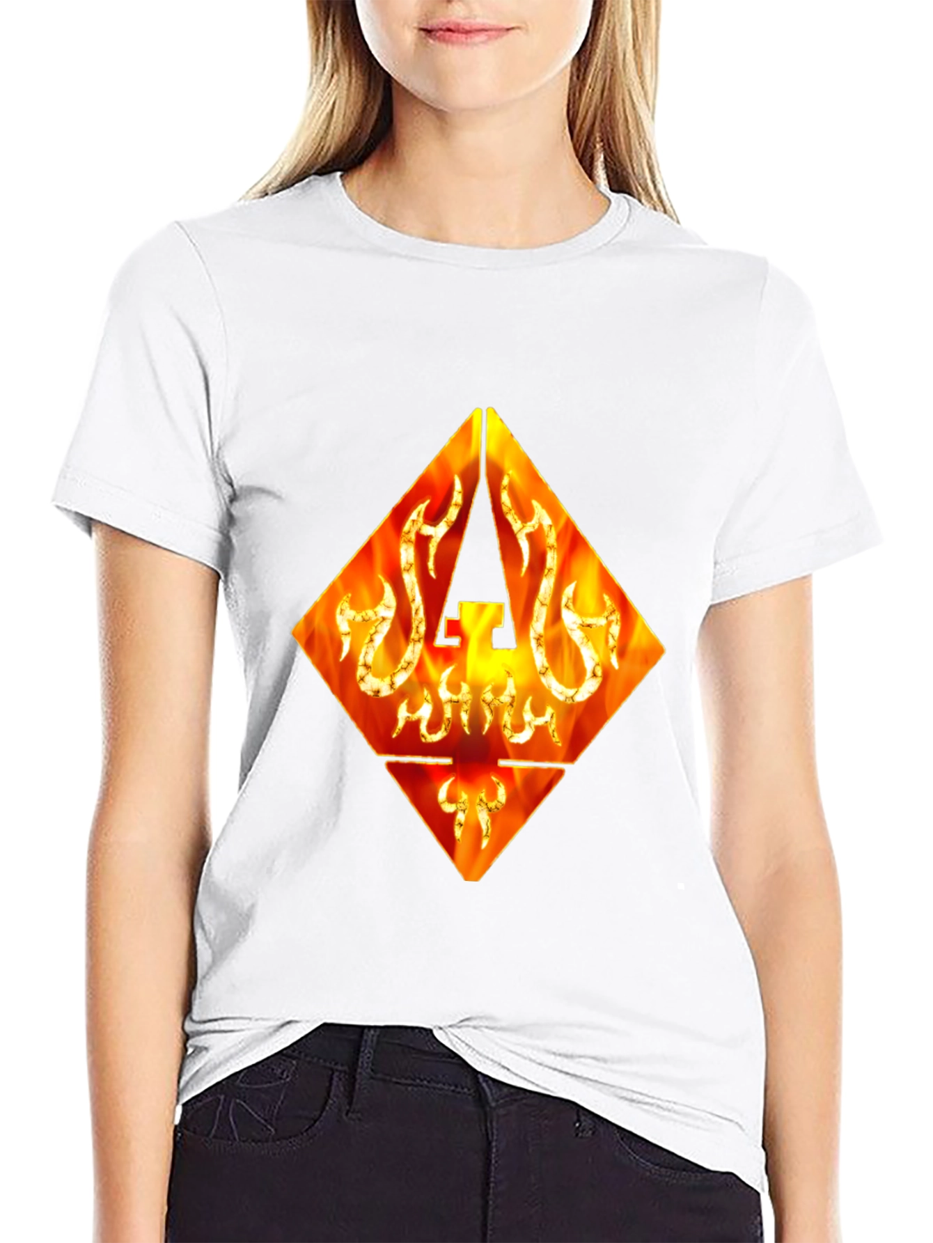 Fiery Diamond Graphic Tee - Black Cotton T-Shirt