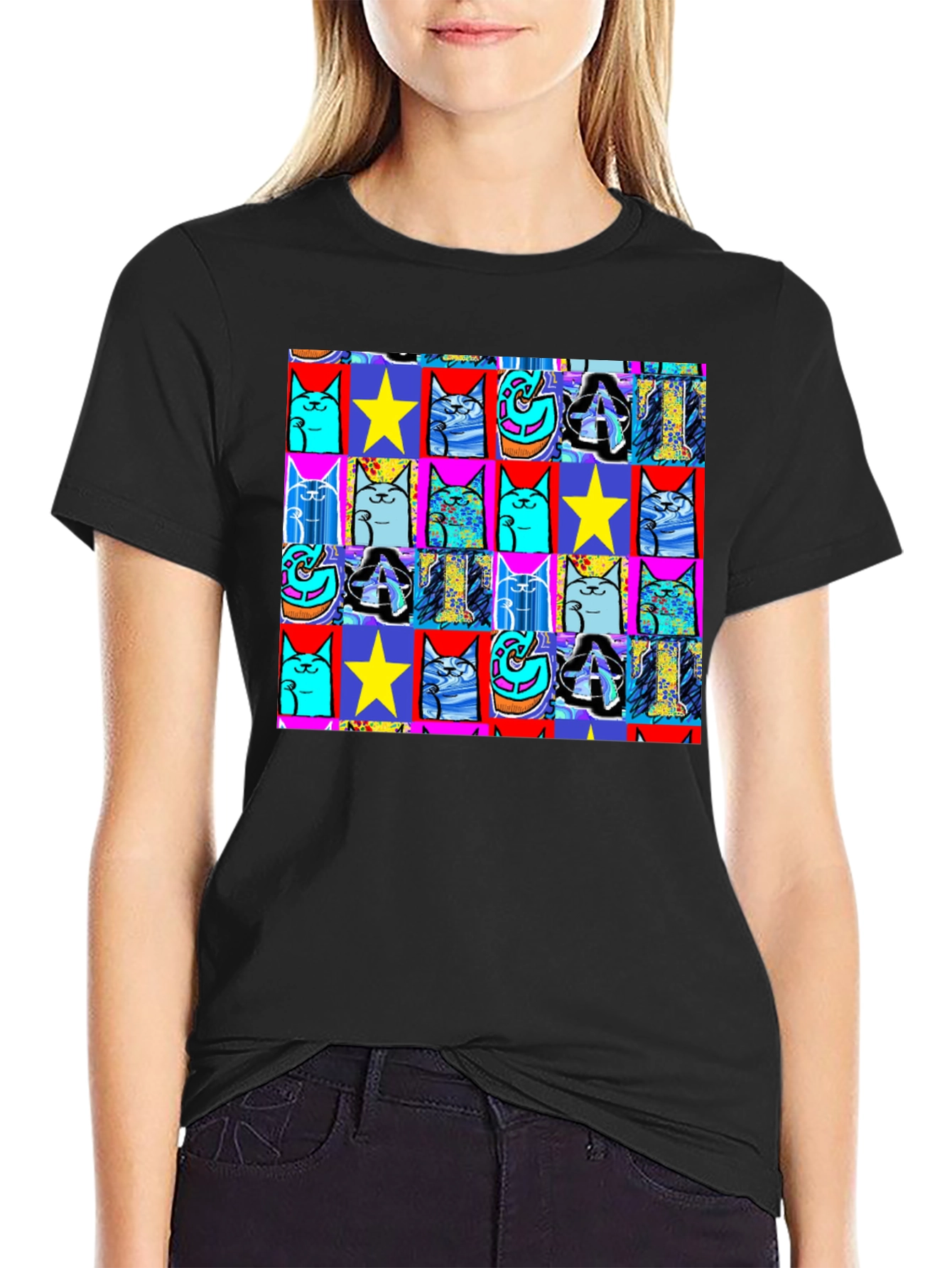 Pop Art Cat & Star T-Shirt