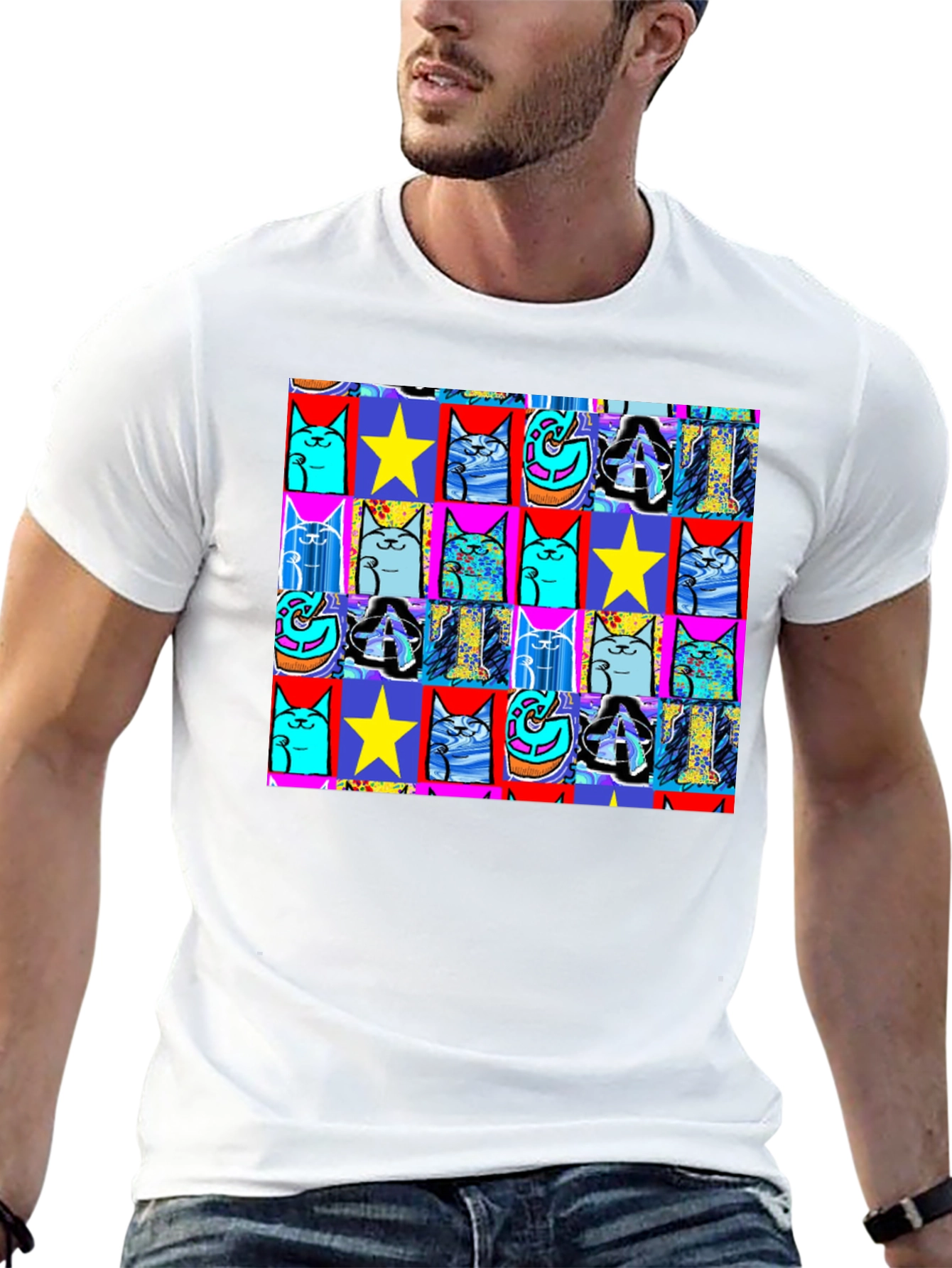 Pop Art Cat & Star T-Shirt