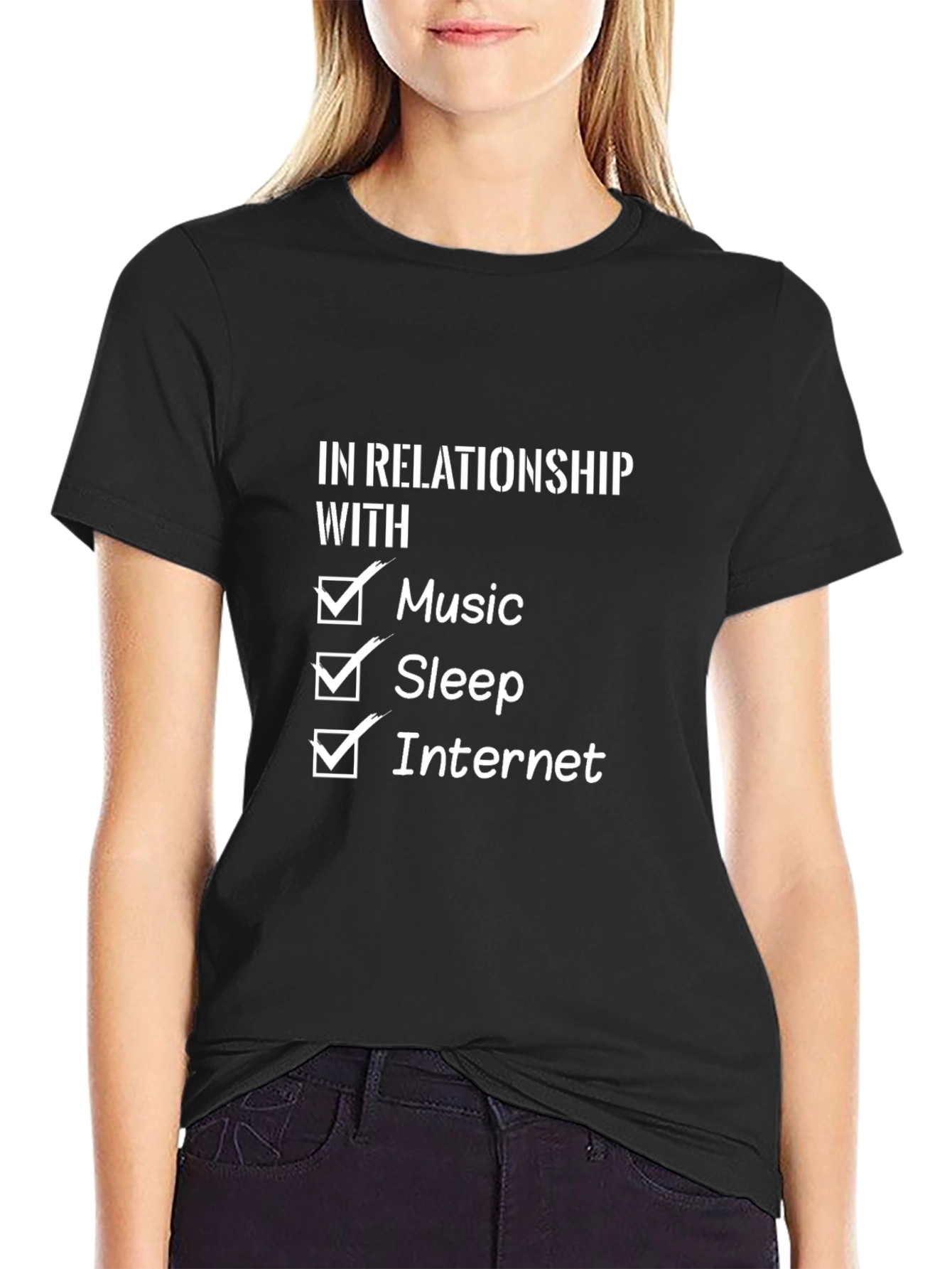 In Relationship With: Music Sleep & Internet T-Shirt